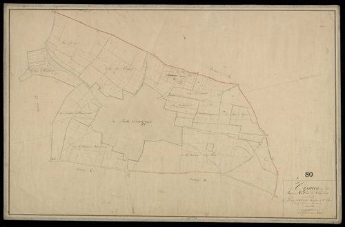 Plan du cadastre napoléonien - Vismes : Chef-lieu (Le), E