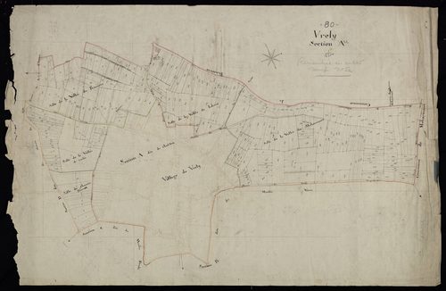Plan du cadastre napoléonien - Vrely : Chef-lieu (Le), A