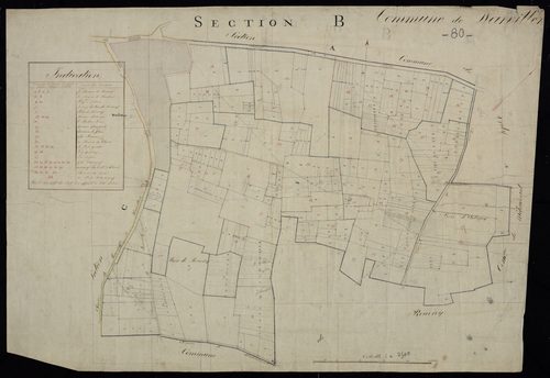 Plan du cadastre napoléonien - Warvillers : Est (L'), B
