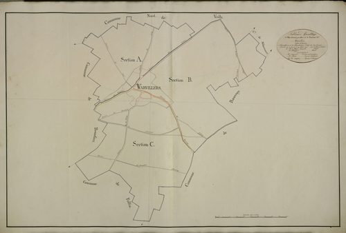 Plan du cadastre napoléonien - Warvillers : tableau d'assemblage