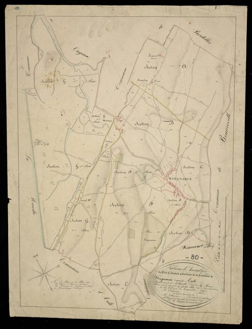 Plan du cadastre napoléonien - Woignarue : tableau d'assemblage