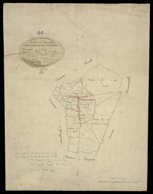 Plan du cadastre napoléonien - Woincourt : tableau d'assemblage