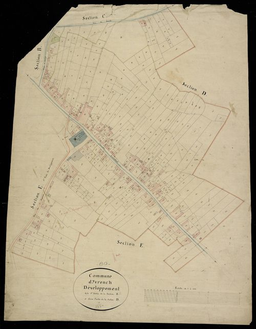 Plan du cadastre napoléonien - Yvrench : E2 et D développemnt