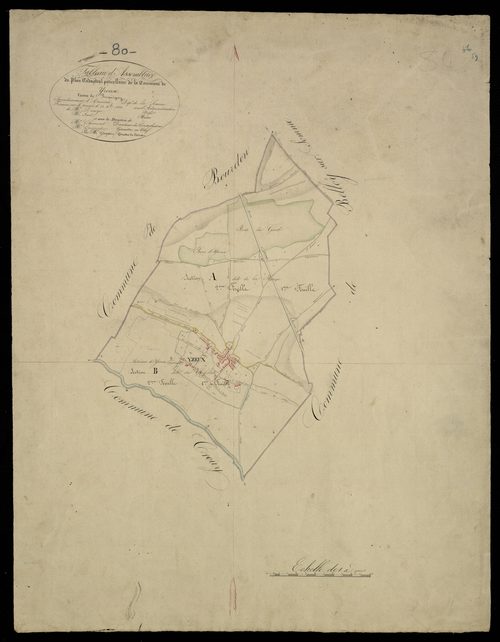 Plan du cadastre napoléonien - Yzeux : tableau d'assemblage