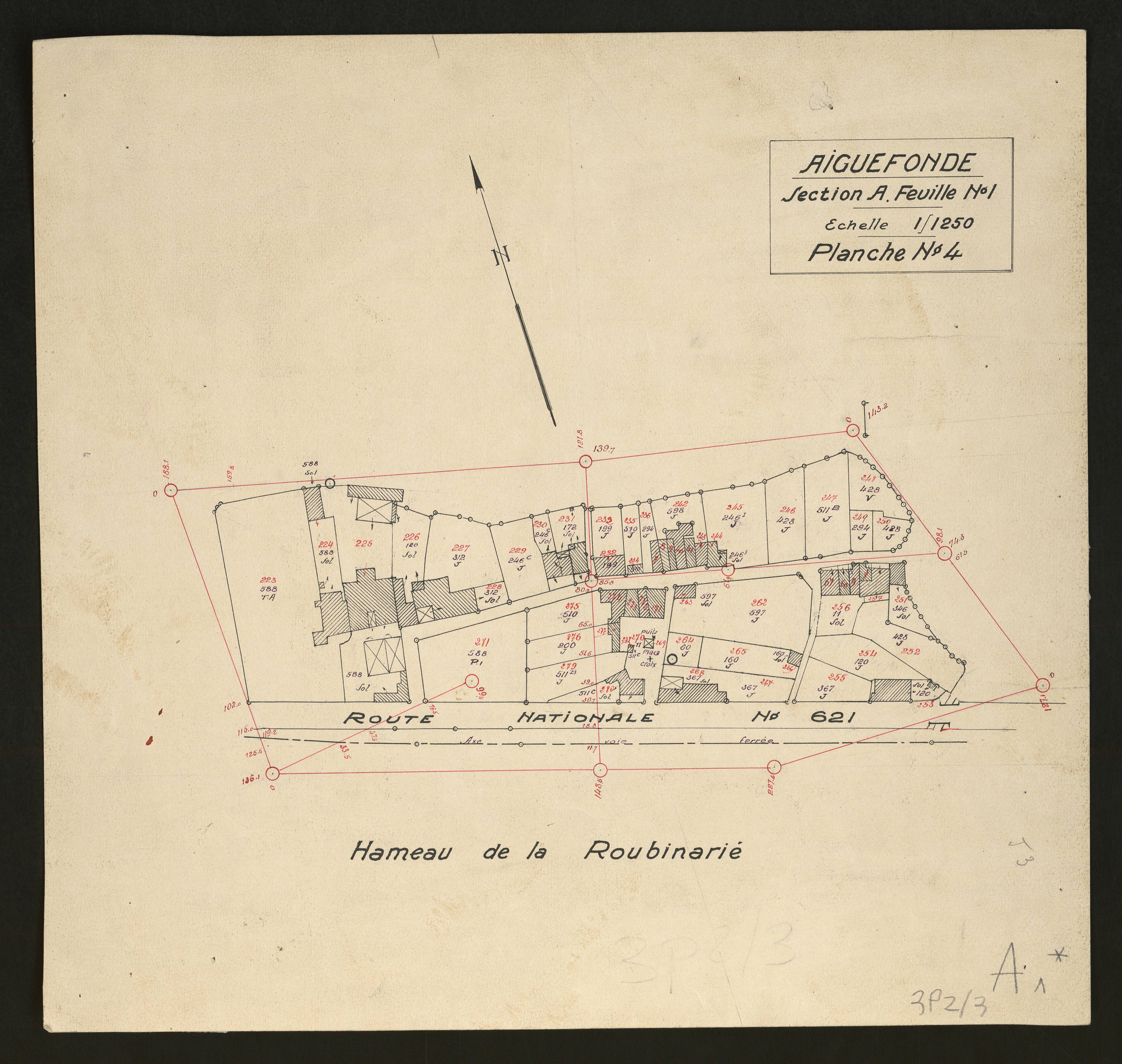 Aiguefonde - Croquis de rénovation, section A, feuille 1 : La Roubinarié
