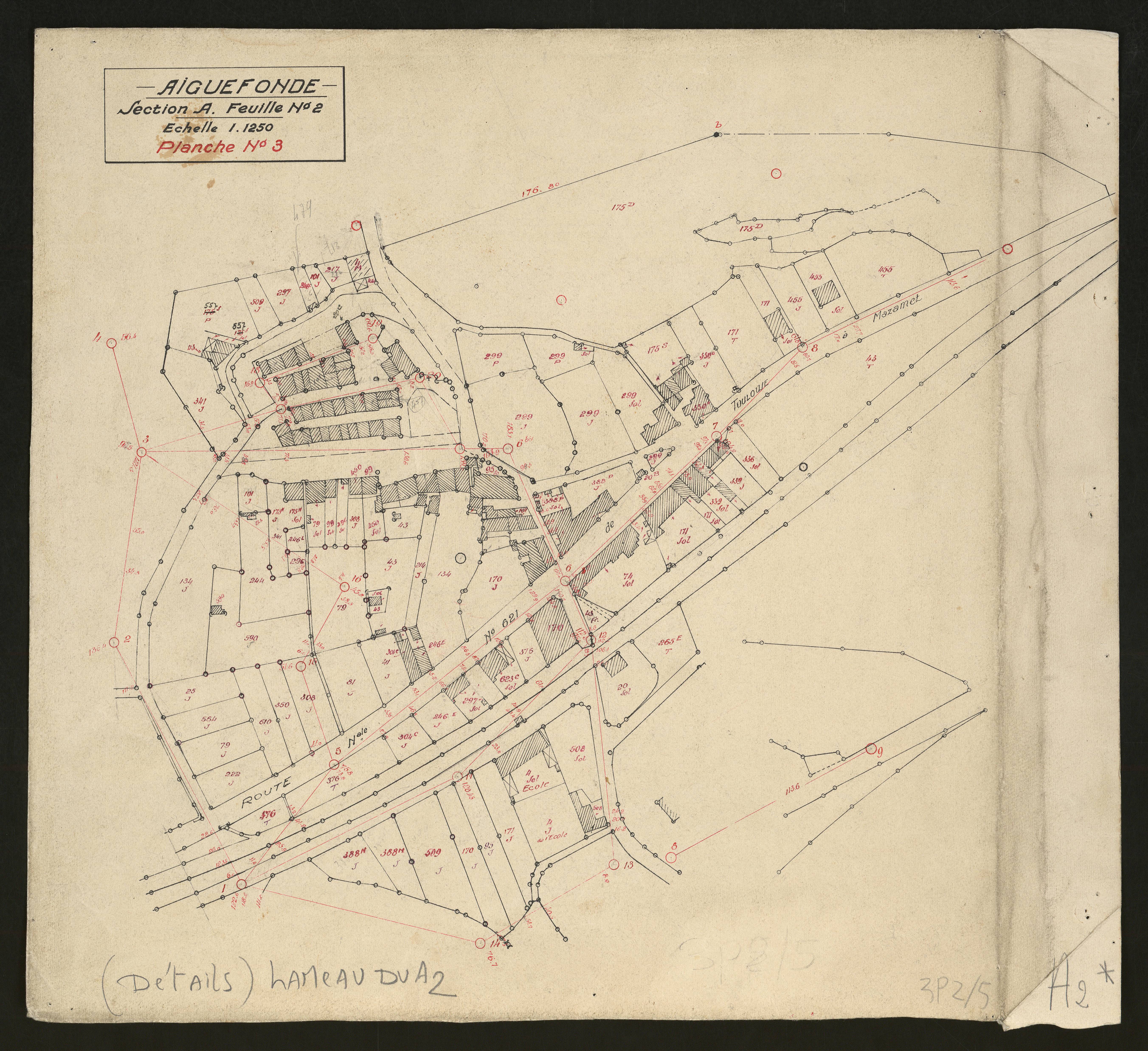 Aiguefonde - Croquis de rénovation, section A, feuille 2 : planche 3