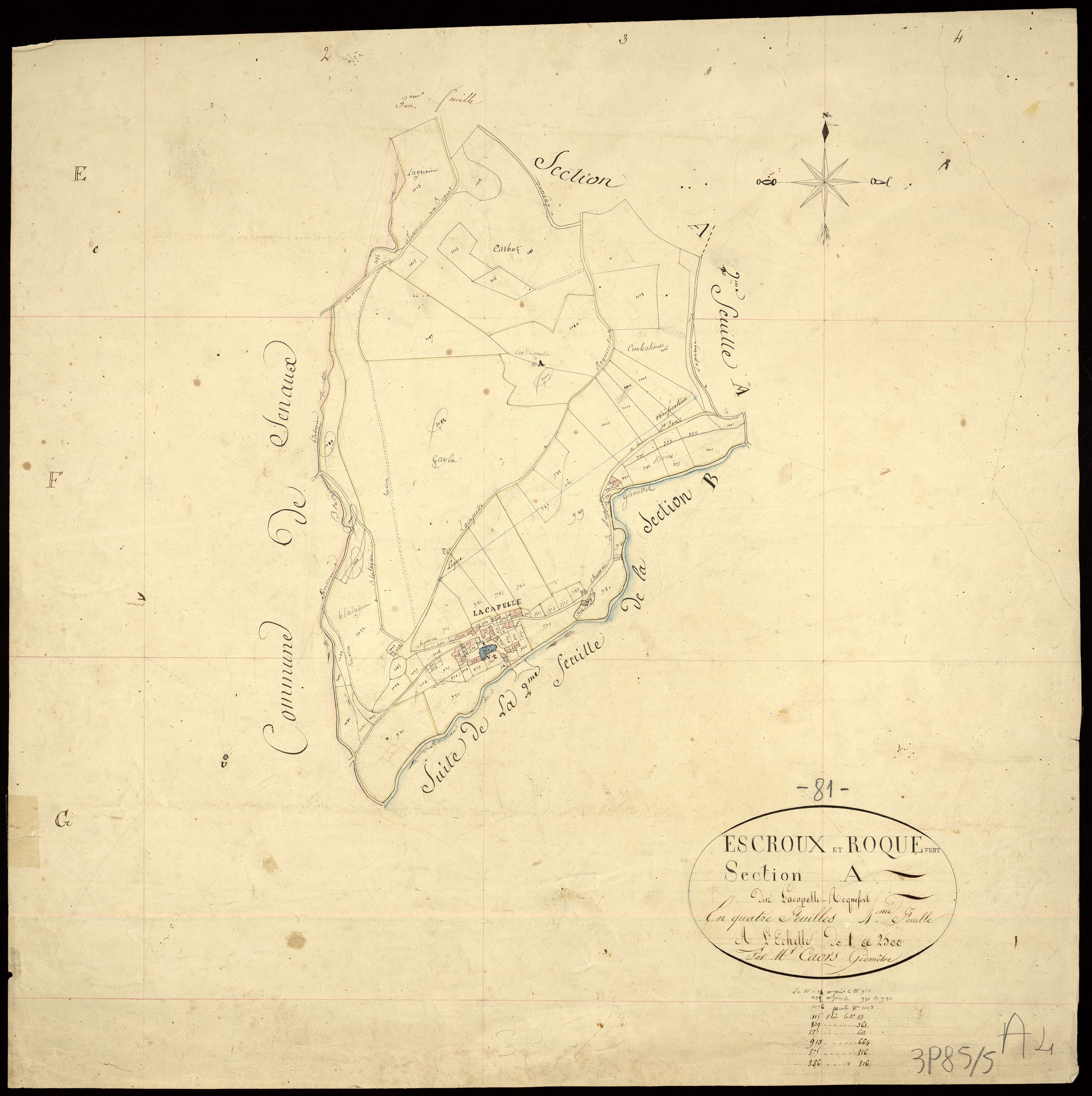 Escoussens - Section B, feuille 1