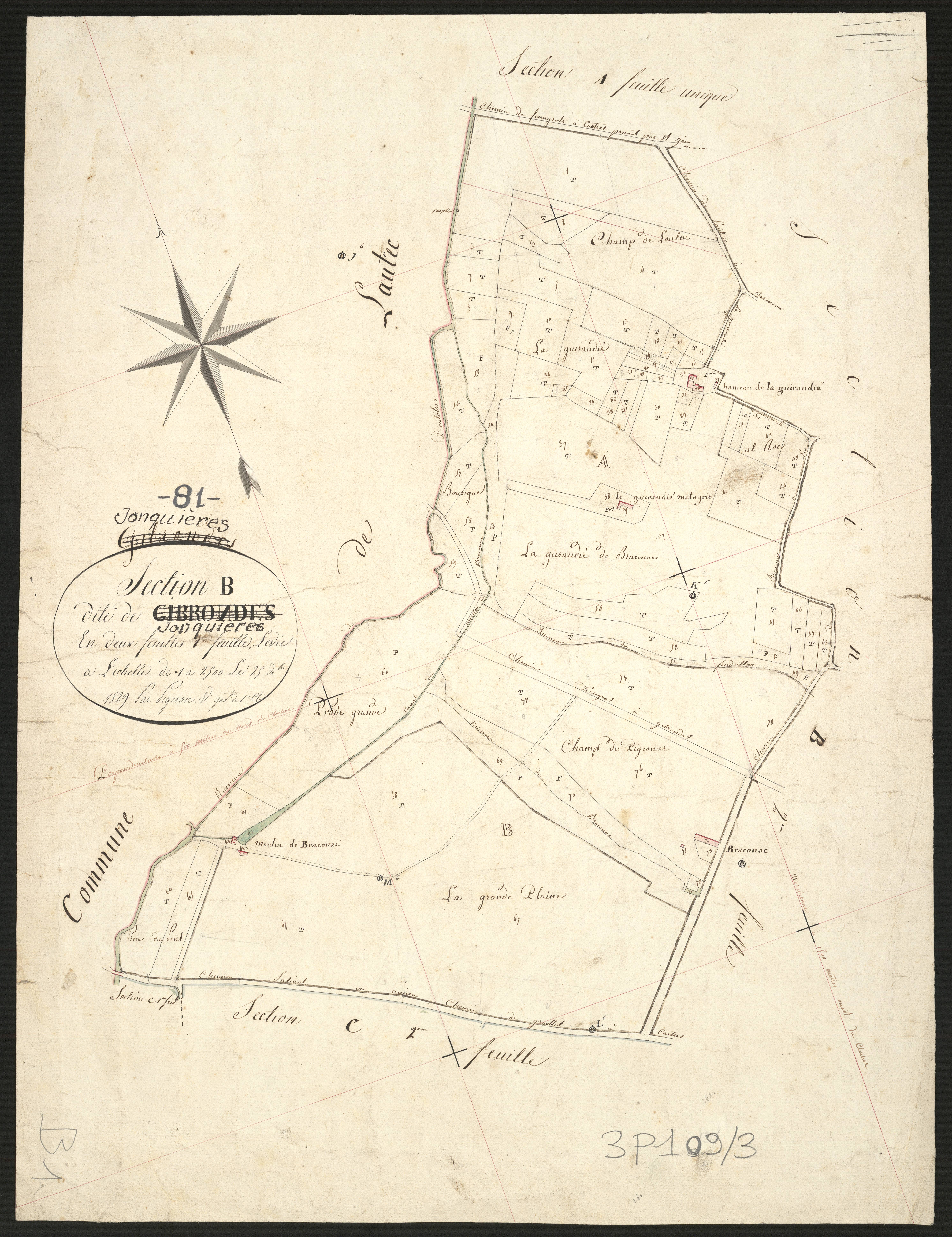 Jonquières - Section B, feuille 1
