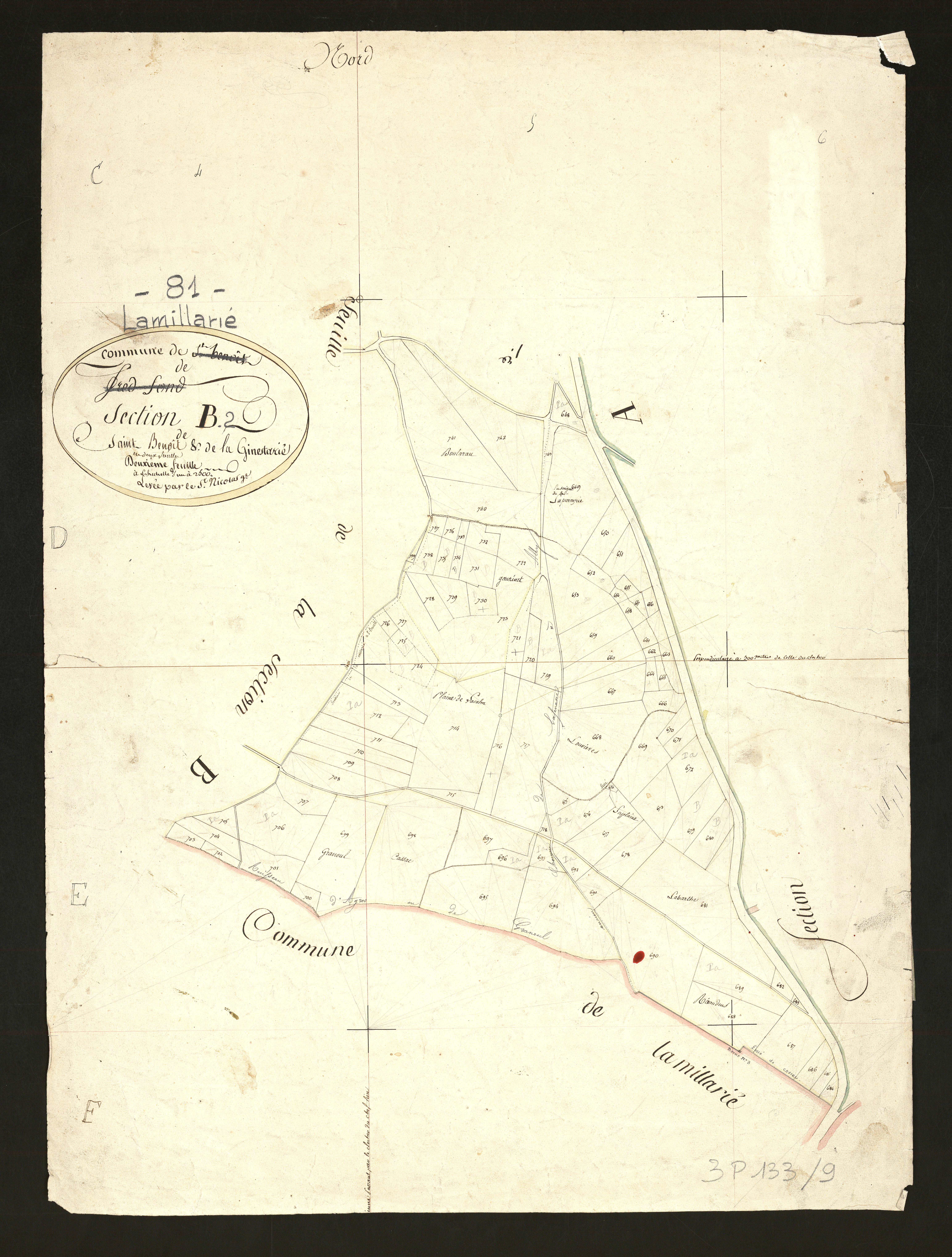 Lamillarié - Section B, feuille 3