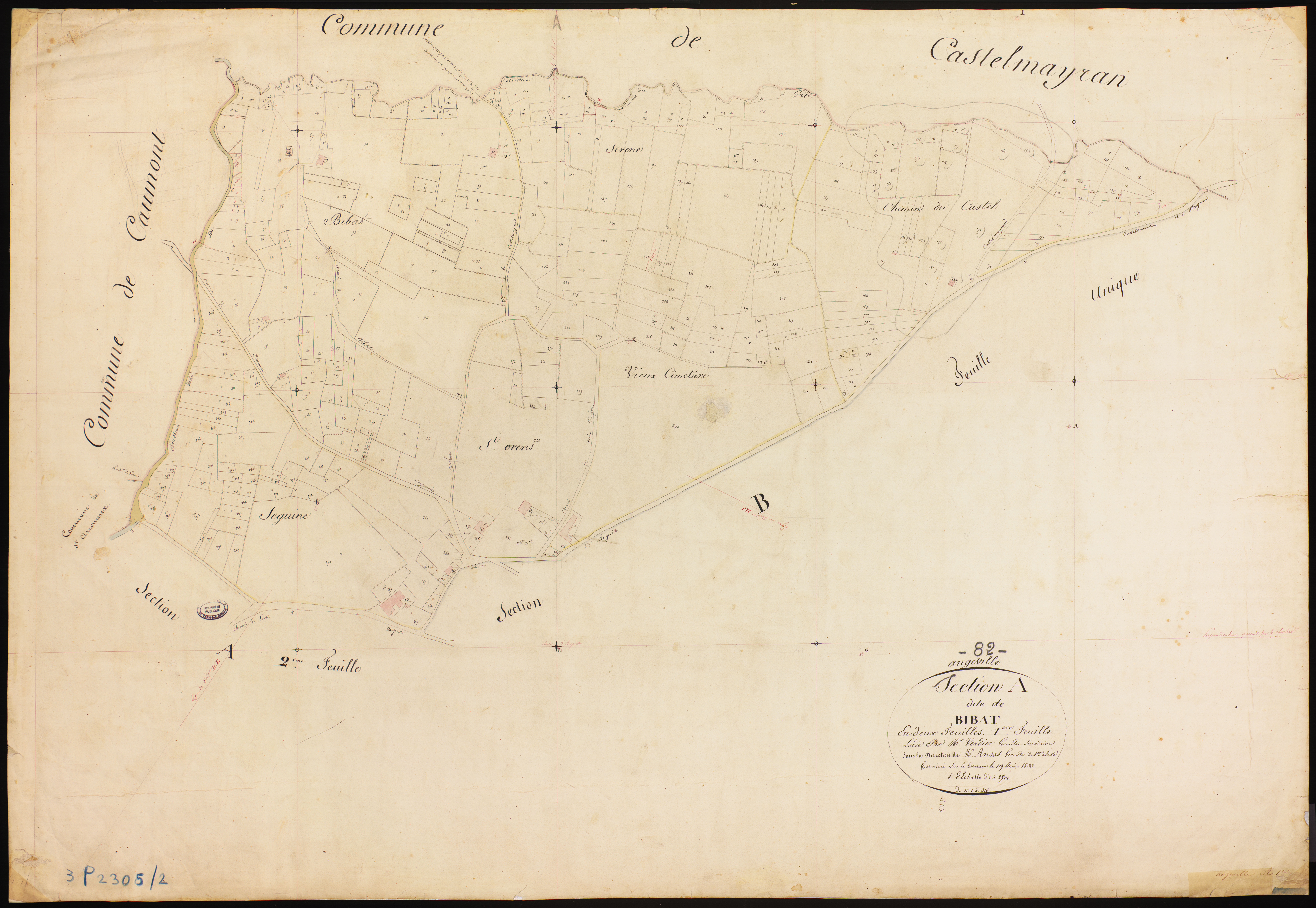 Angeville - Section A - Bibat, 1ère feuille