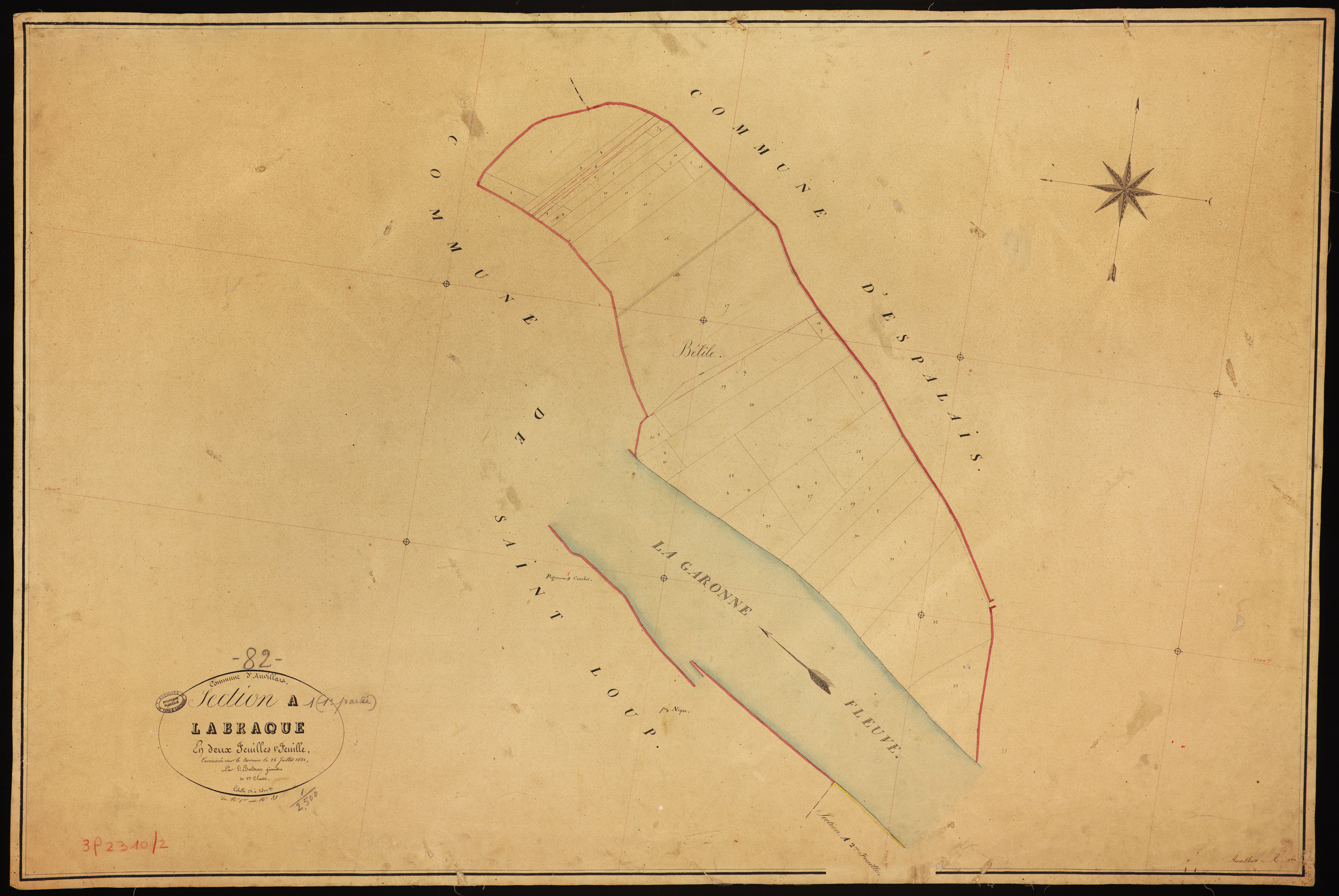 Auvillar - Section A - Labraque, 1ère feuille