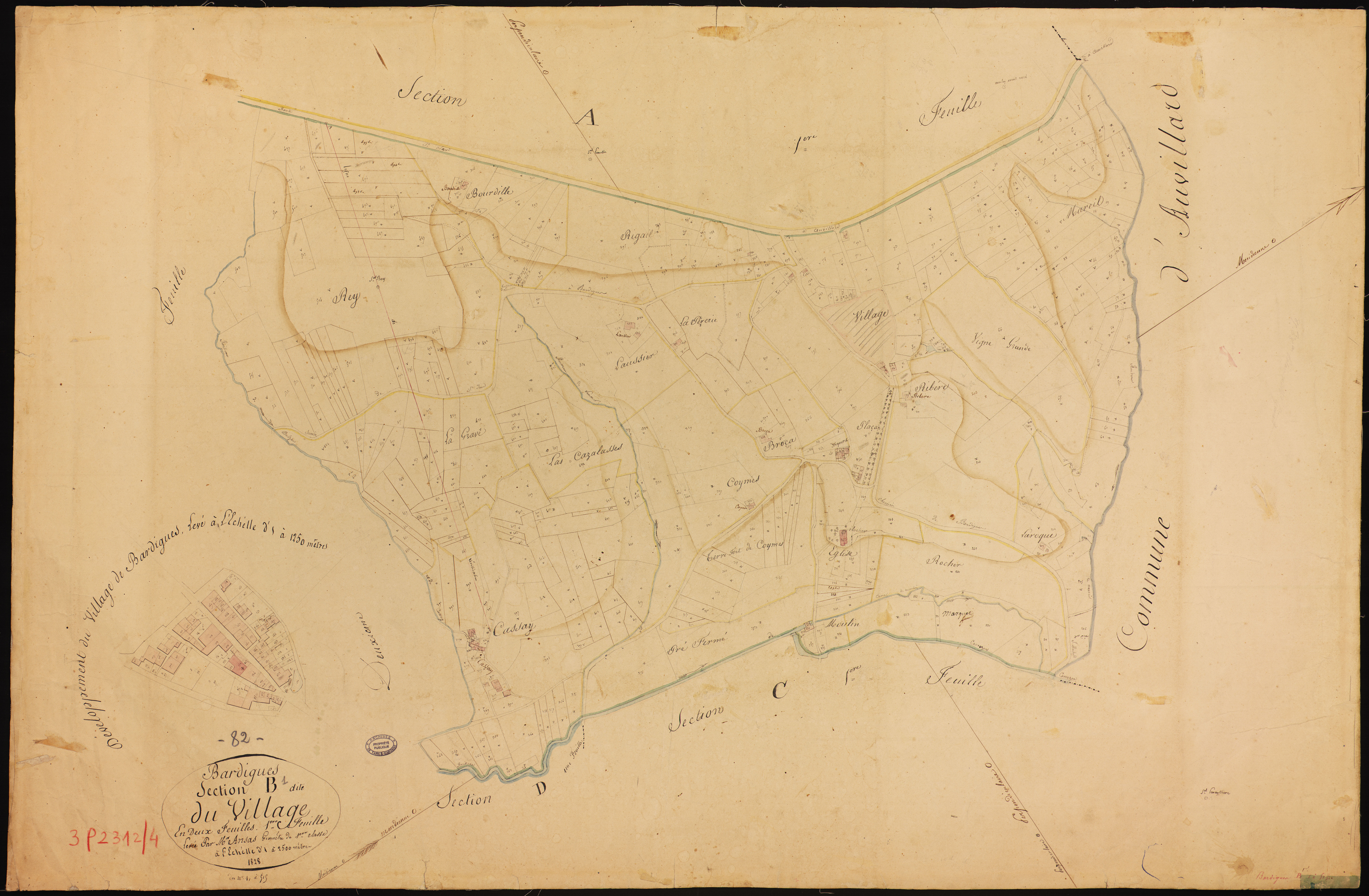 Bardigues - Section B - Le Village, 1ère feuille