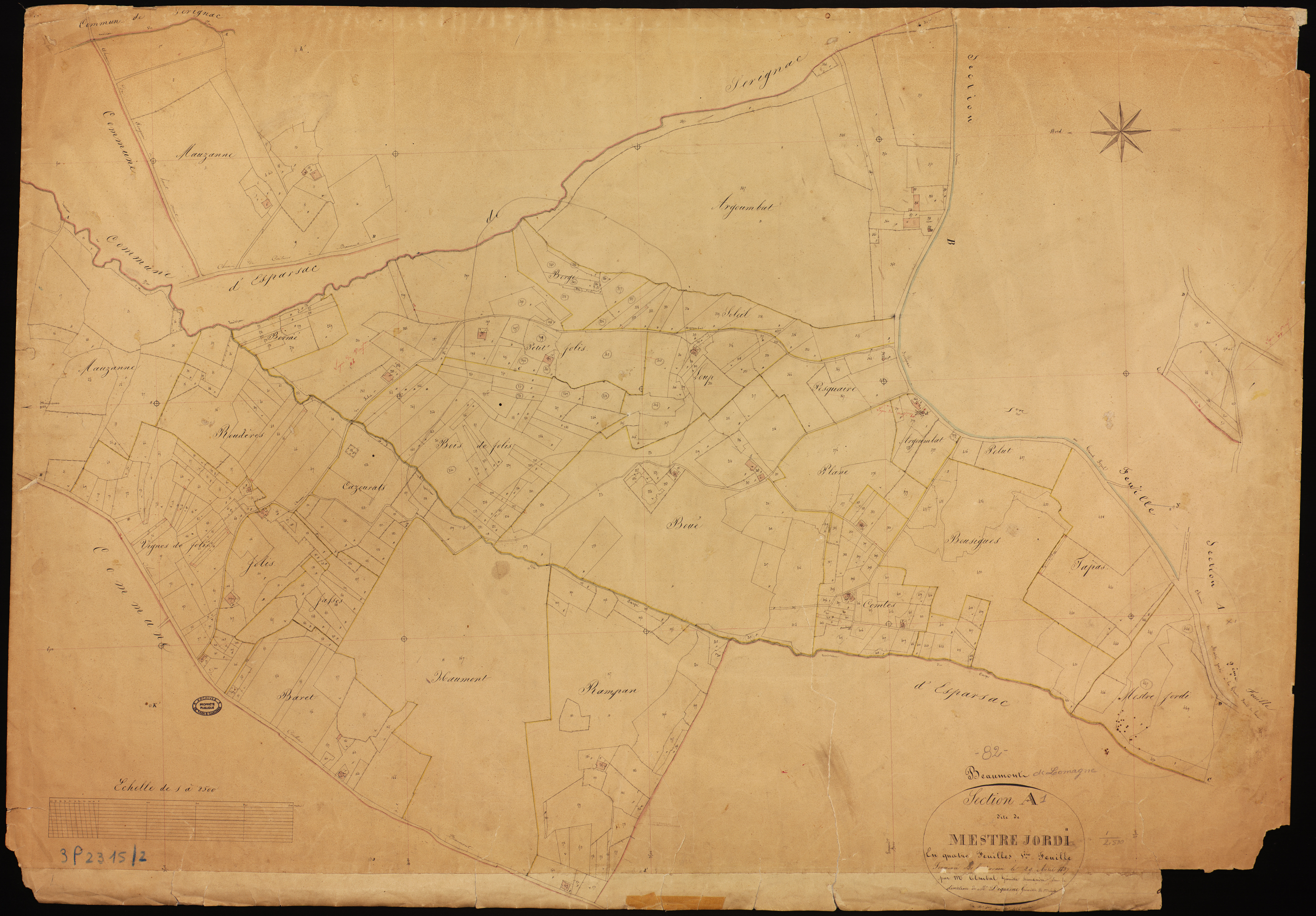 Beaumont-de-Lomagne - Section A - Mestre-Jordi, 1ère feuille