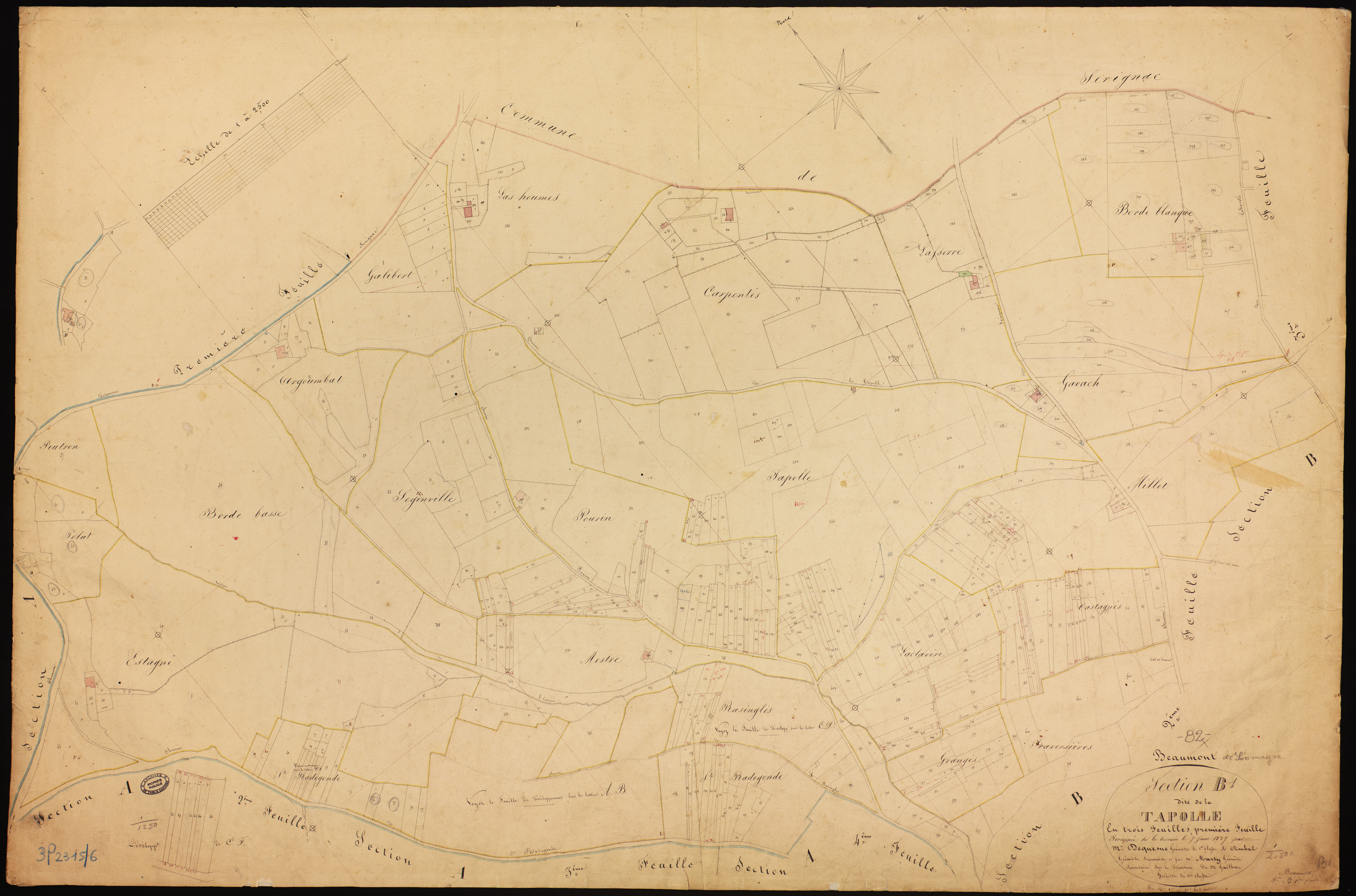 Beaumont-de-Lomagne - Section B - La Tapolle, 1ère feuille