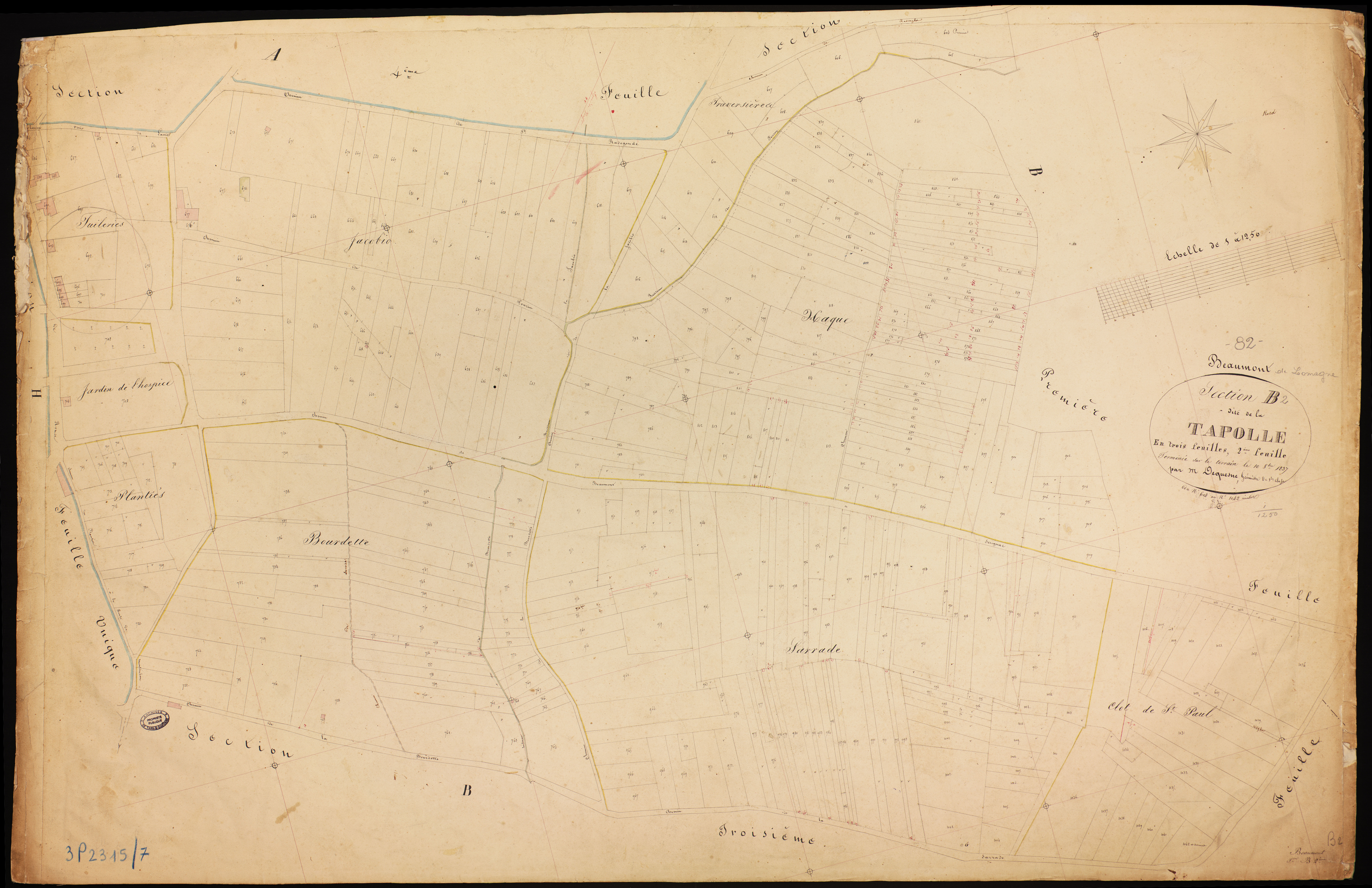 Beaumont-de-Lomagne - Section B - La Tapolle, 2e feuille