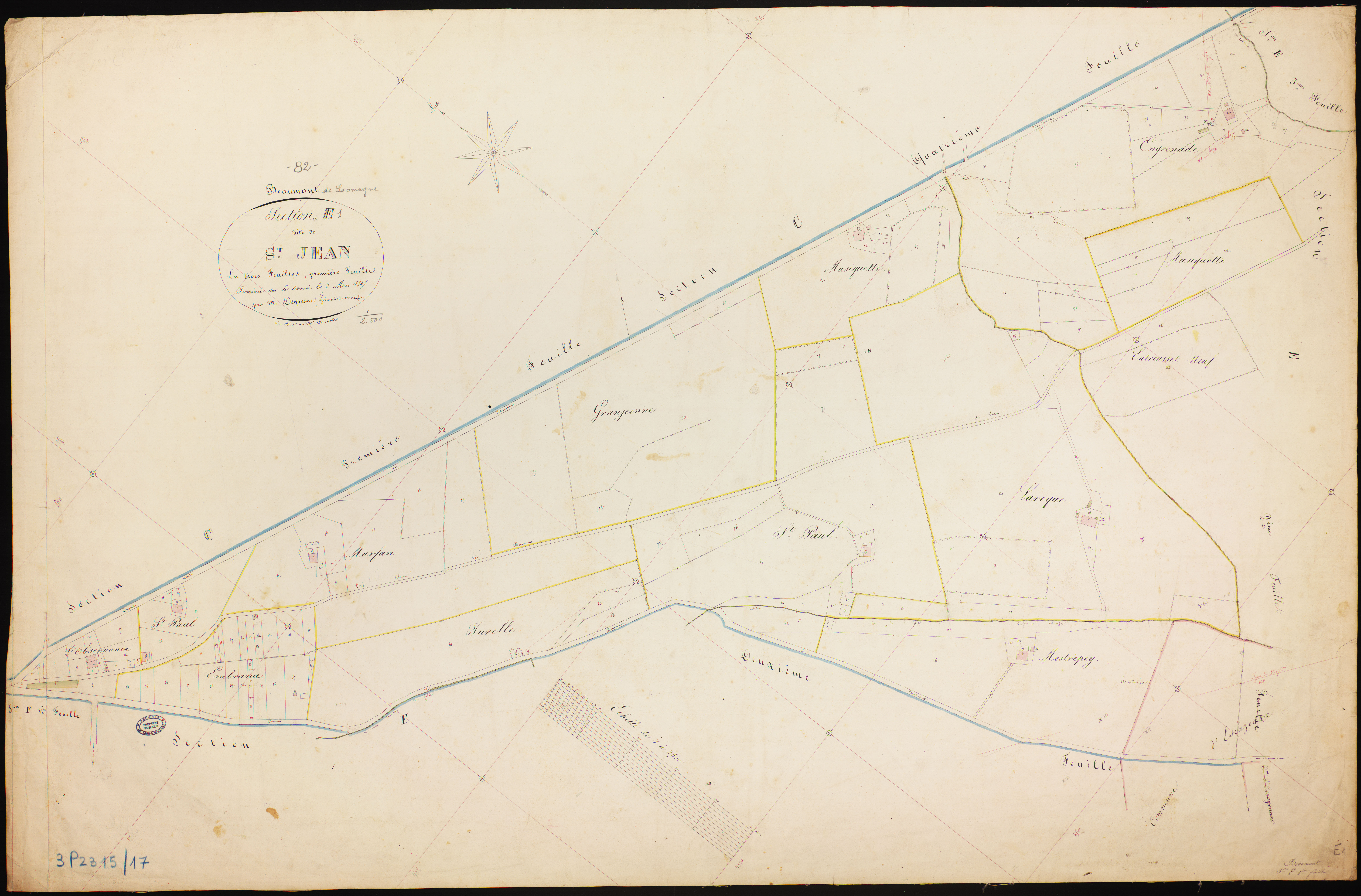 Beaumont-de-Lomagne - Section E - Saint-Jean, 1ère feuille