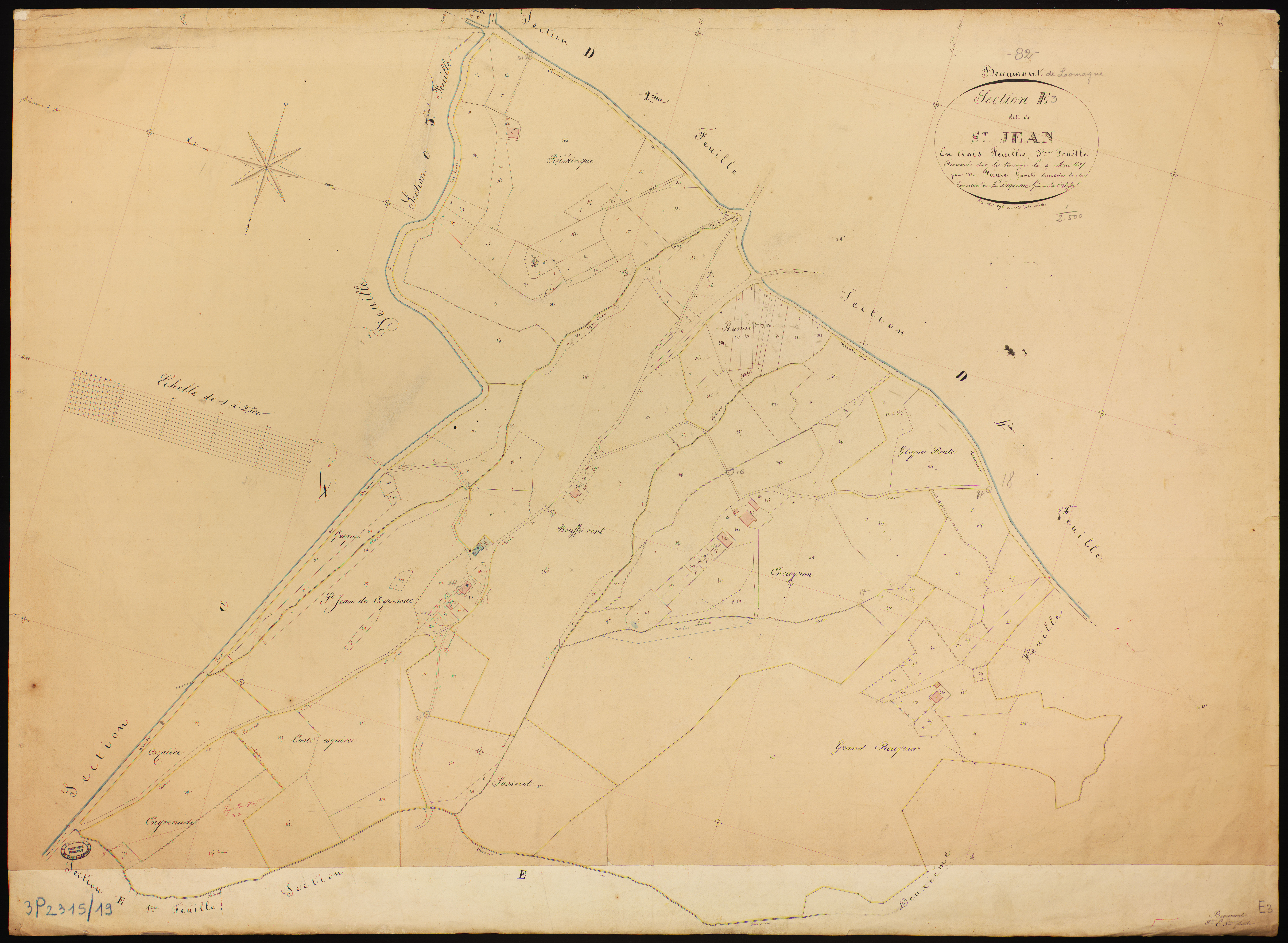 Beaumont-de-Lomagne - Section E - Saint-Jean, 3e feuille
