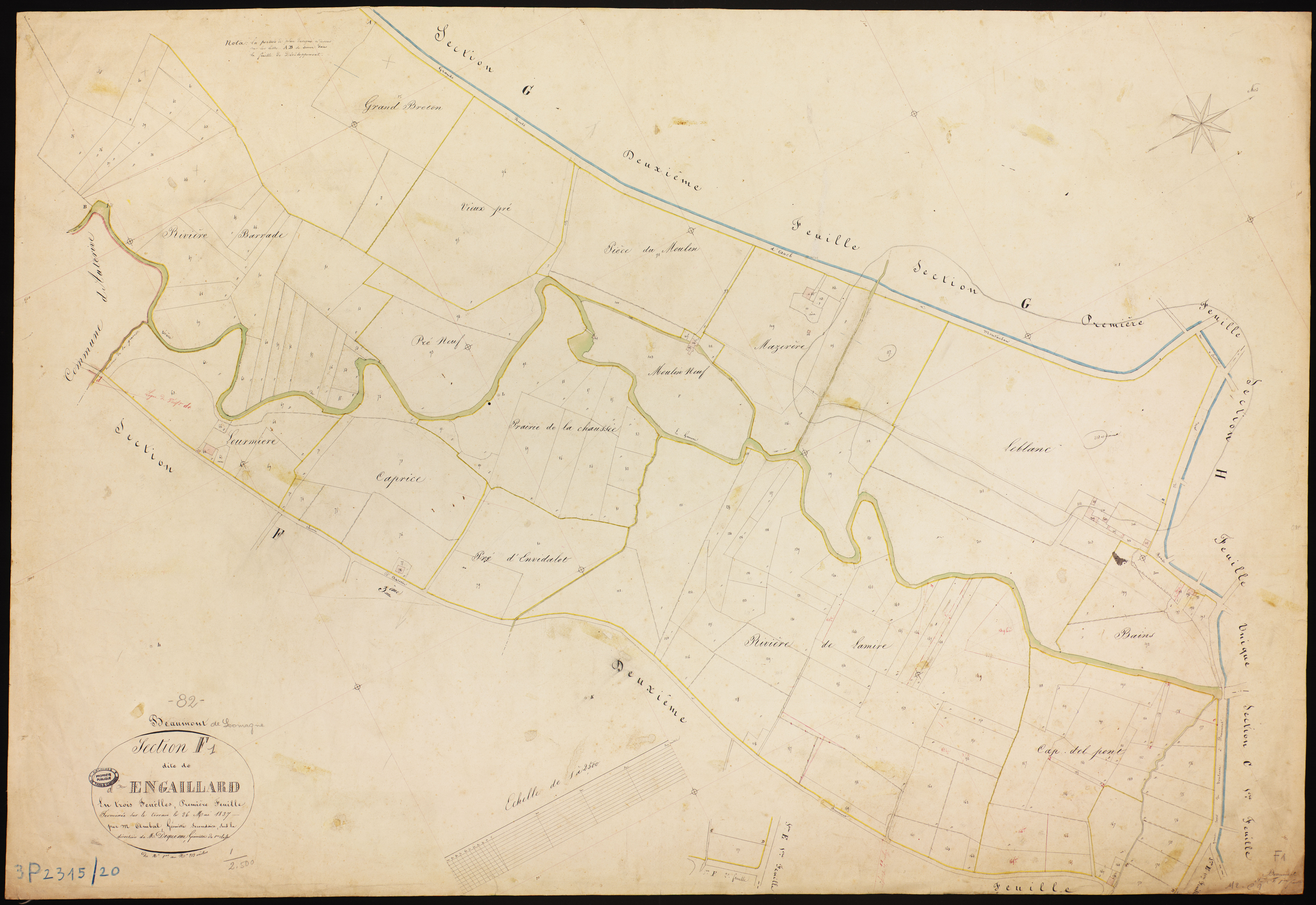 Beaumont-de-Lomagne - Section F - Engaillard, 1ère feuille