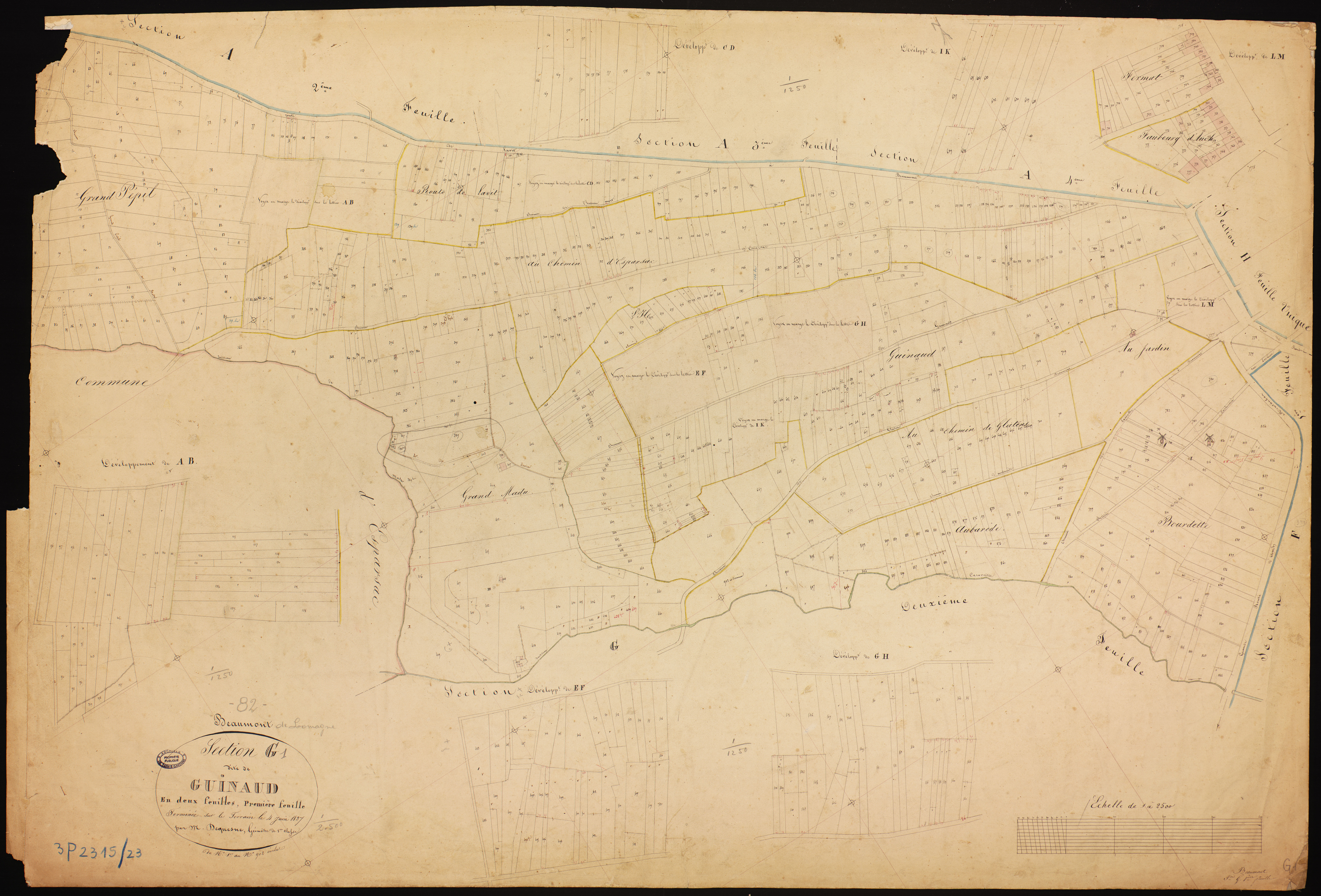 Beaumont-de-Lomagne - Section G - Guinaud, 1ère feuille