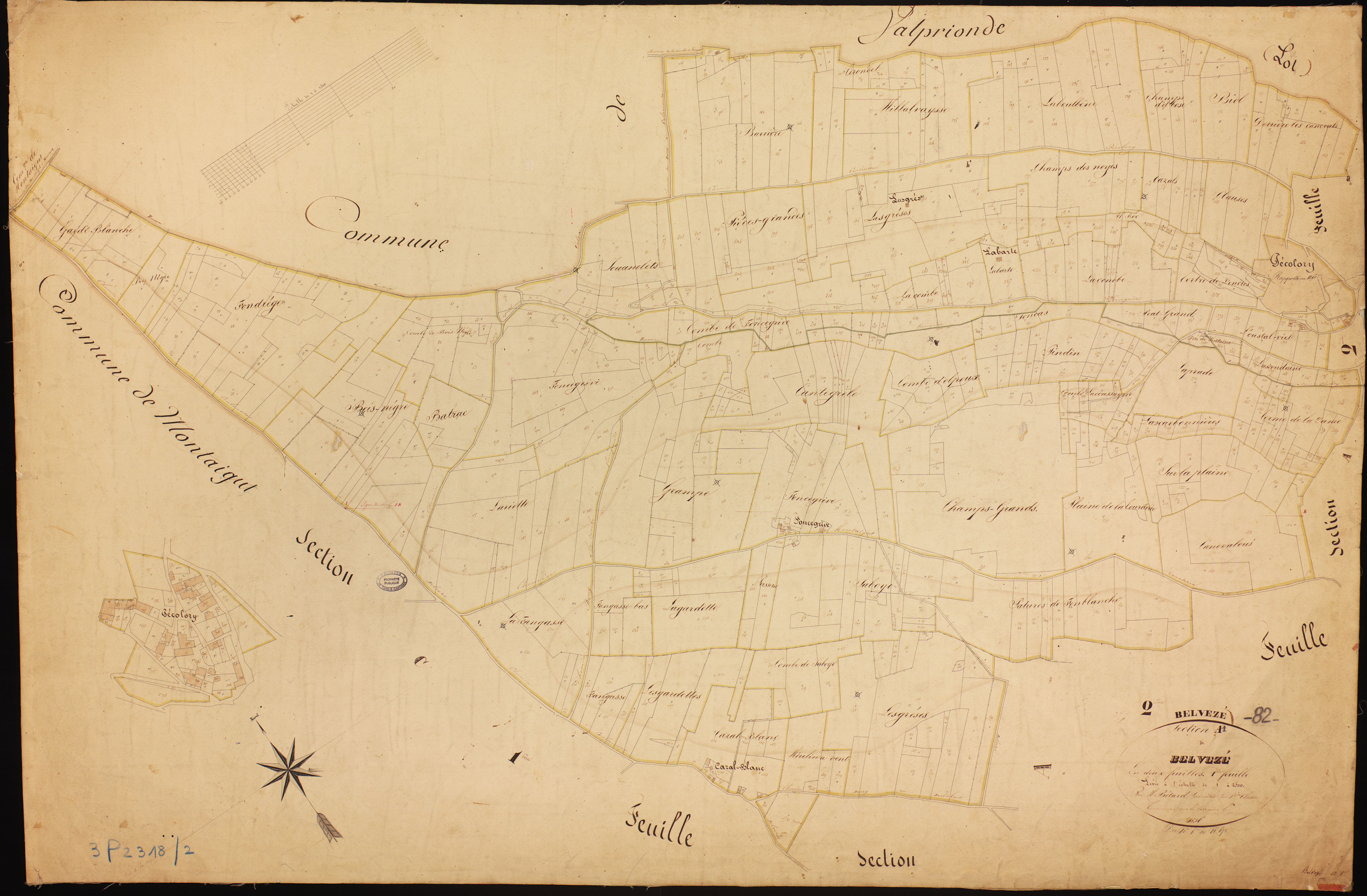 Belvèze - Section A - Belvèze, 1ère feuille