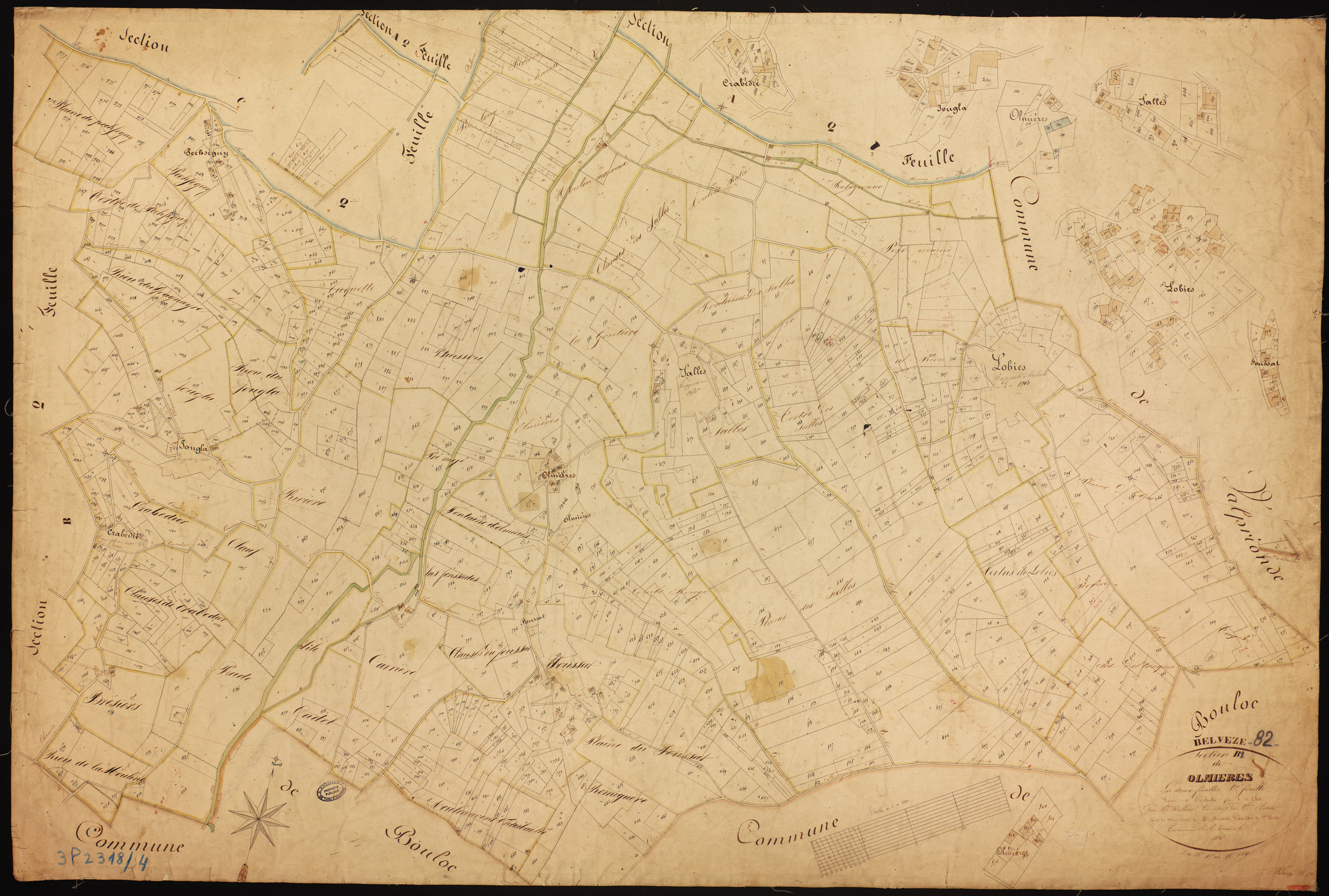 Belvèze - Section B - Olmières, 1ère feuille