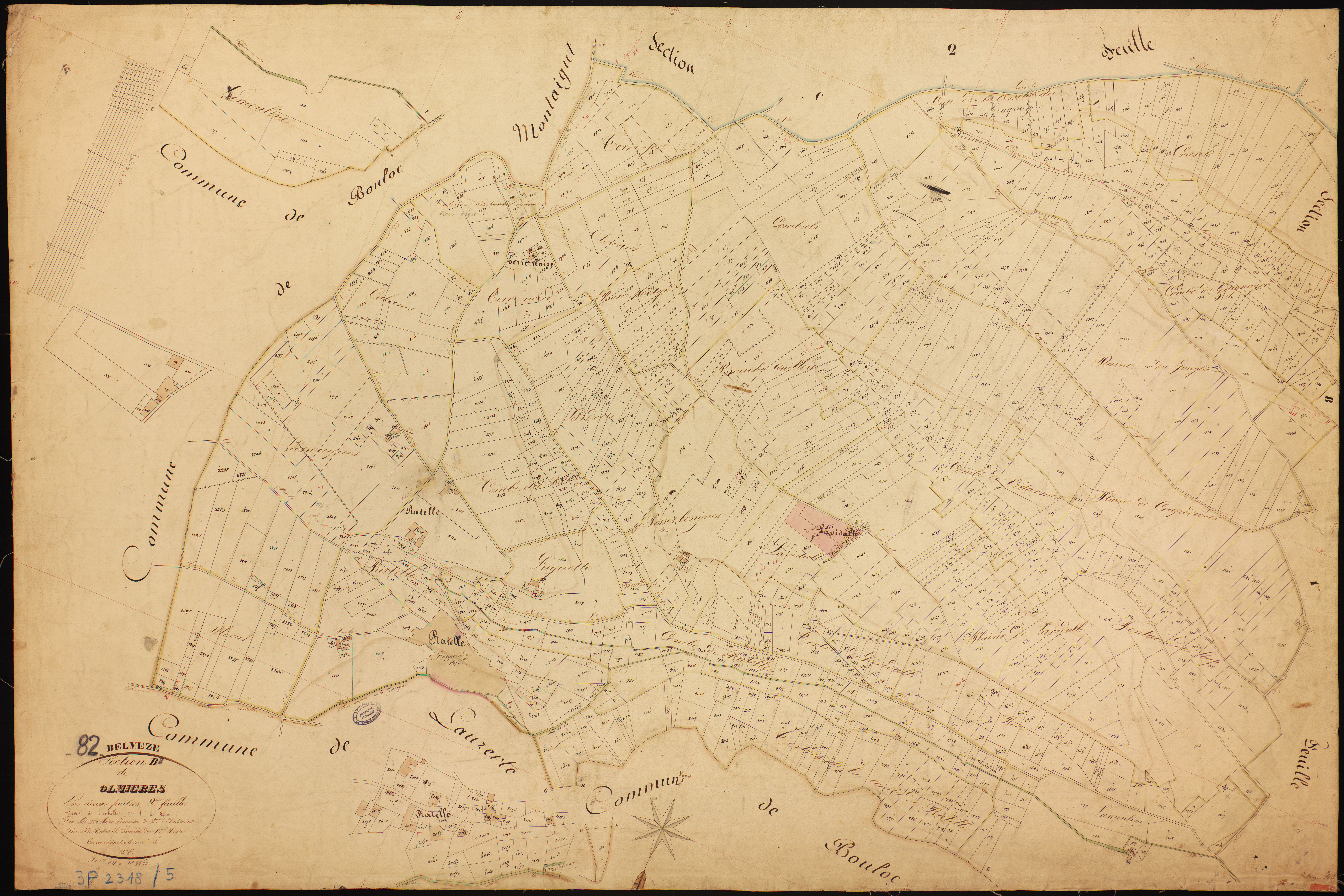 Belvèze - Section B - Olmières, 2e feuille