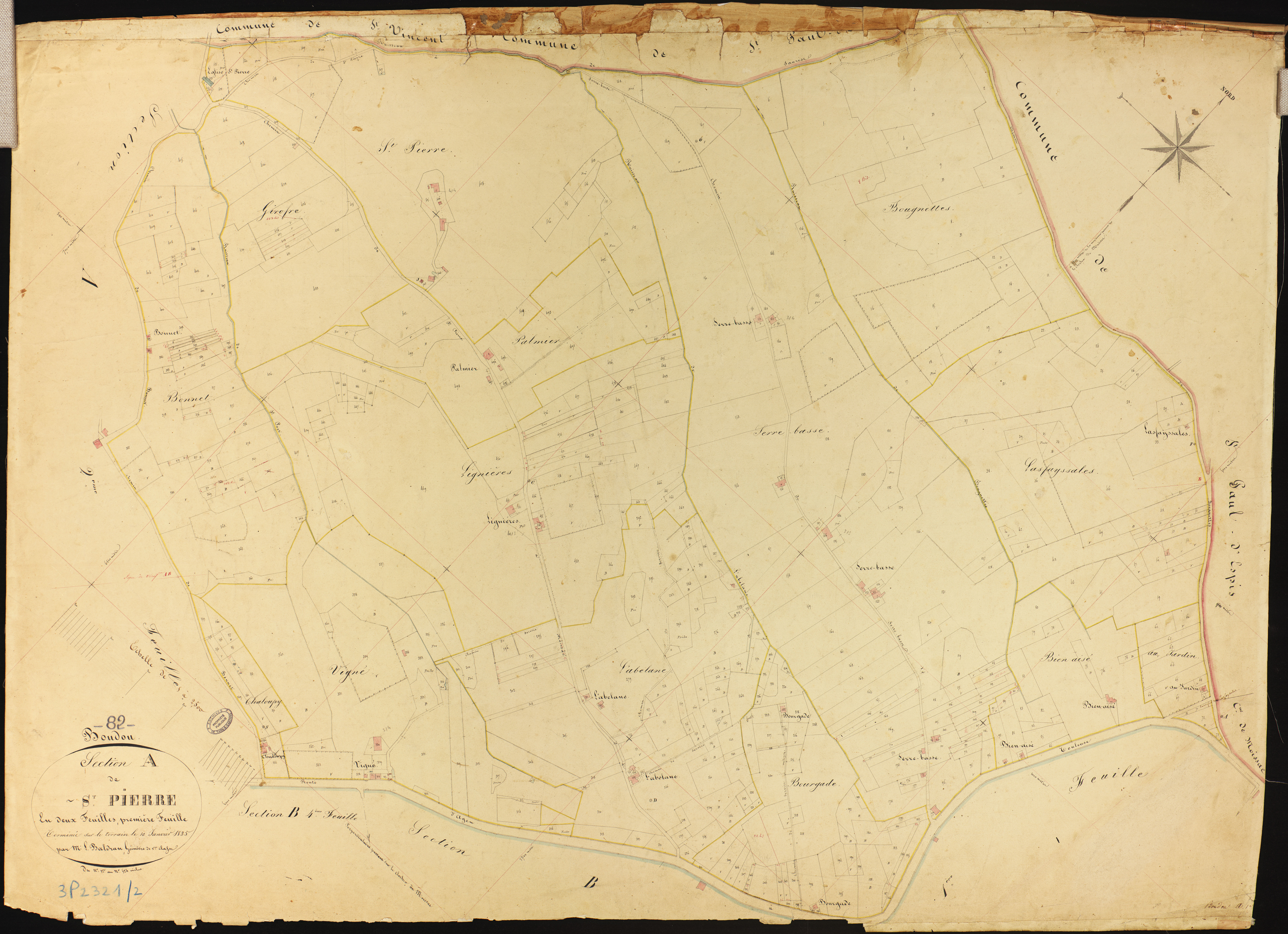 Boudou - Section A - Saint-Pierre, 1ère feuille