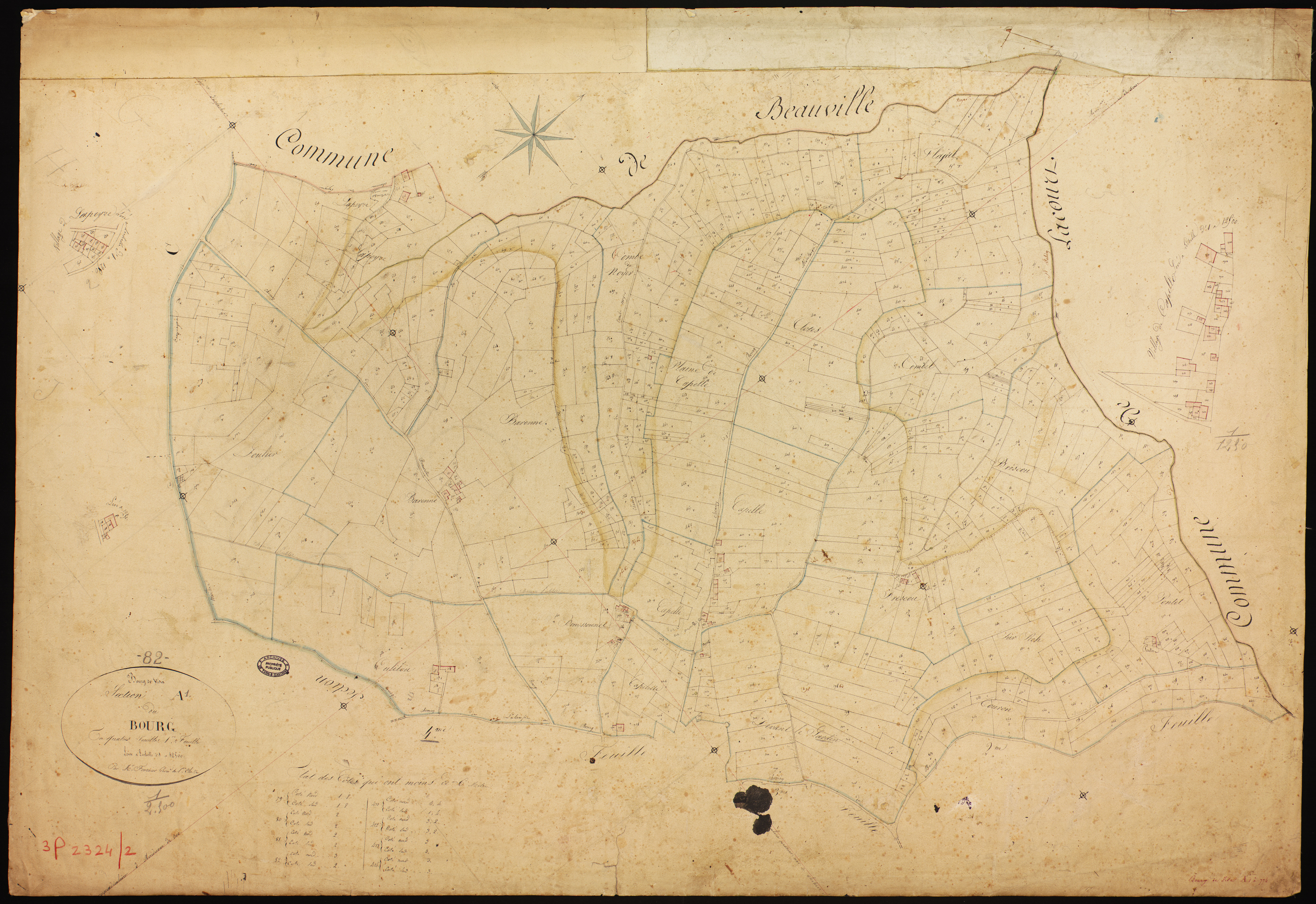Bourg-de-Visa - Section A - Le Bourg, 1ère feuille