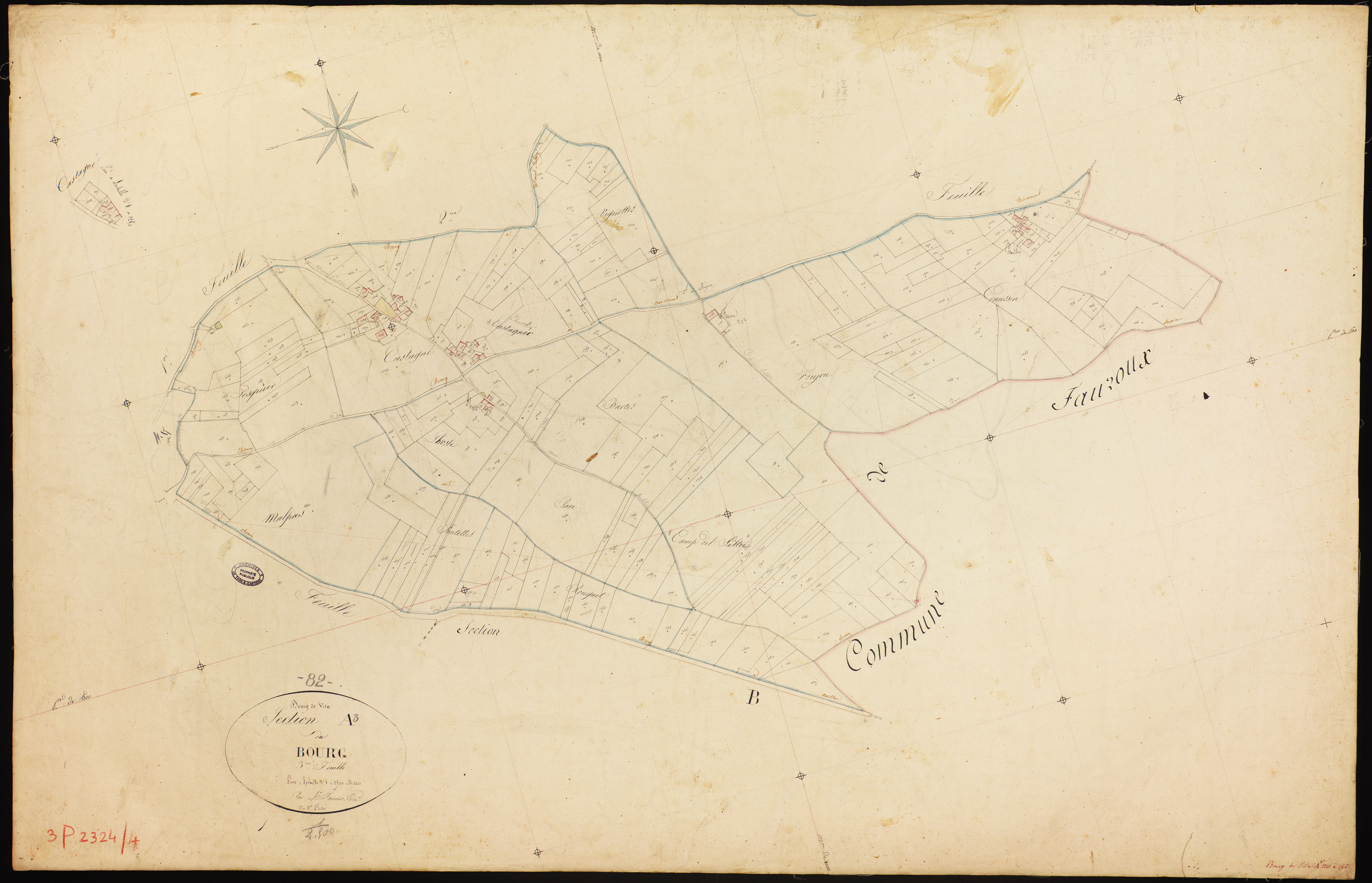 Bourg-de-Visa - Section A - Le Bourg, 3e feuille