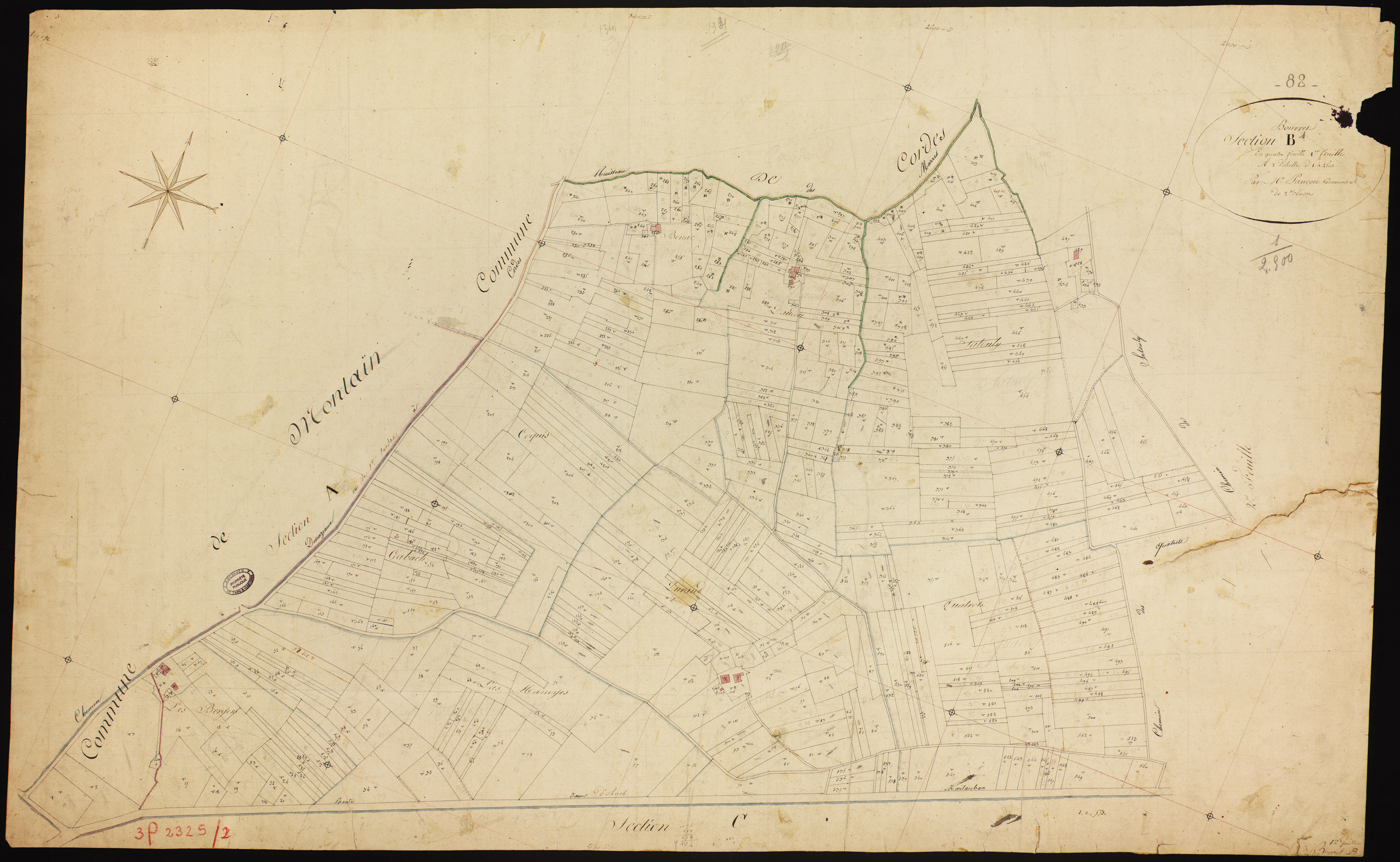 Bourret - Section B - Les Catuzats, 1ère feuille