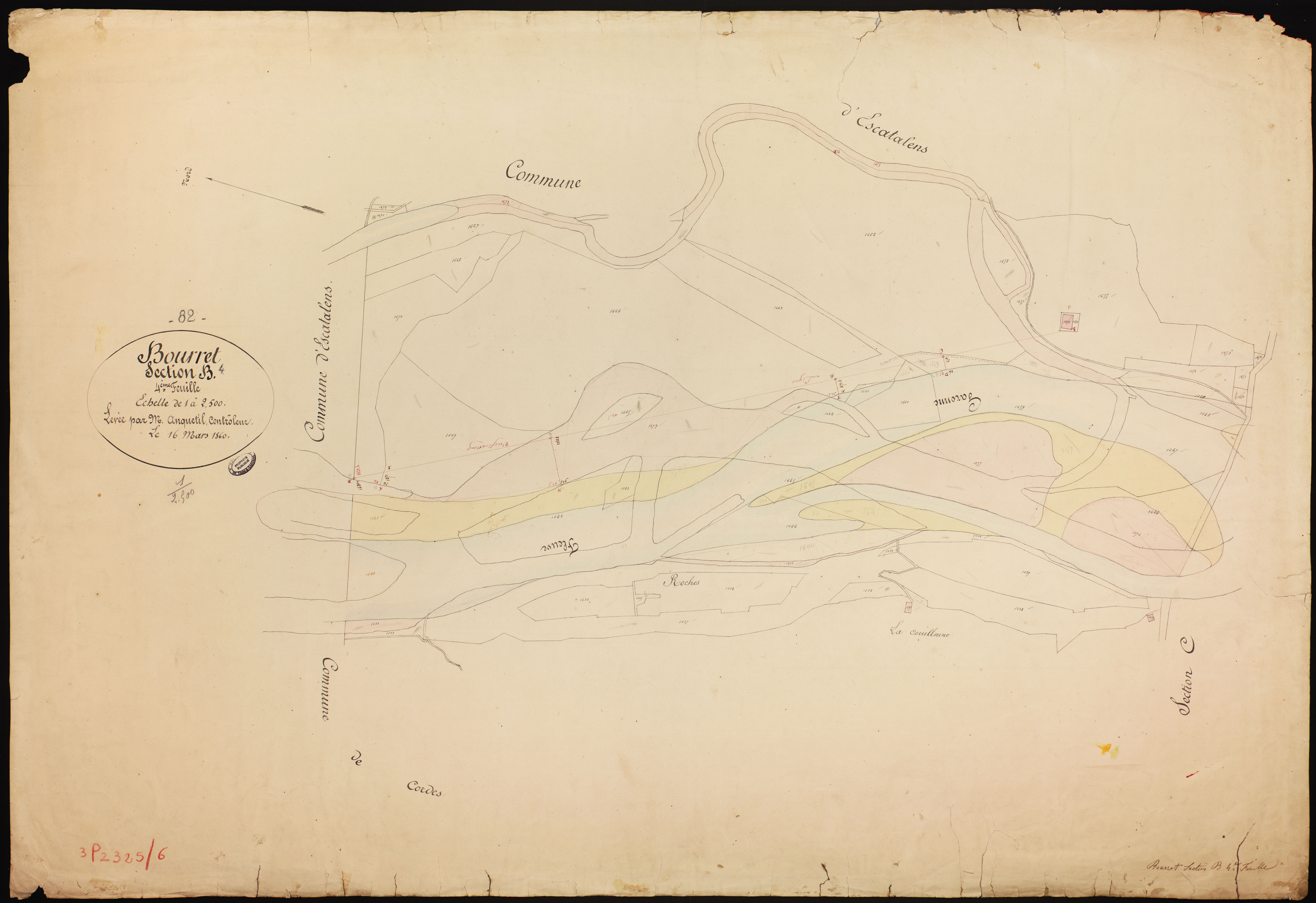 Bourret - Section B - Les Catuzats, 4e feuille : alluvions et corrosions
