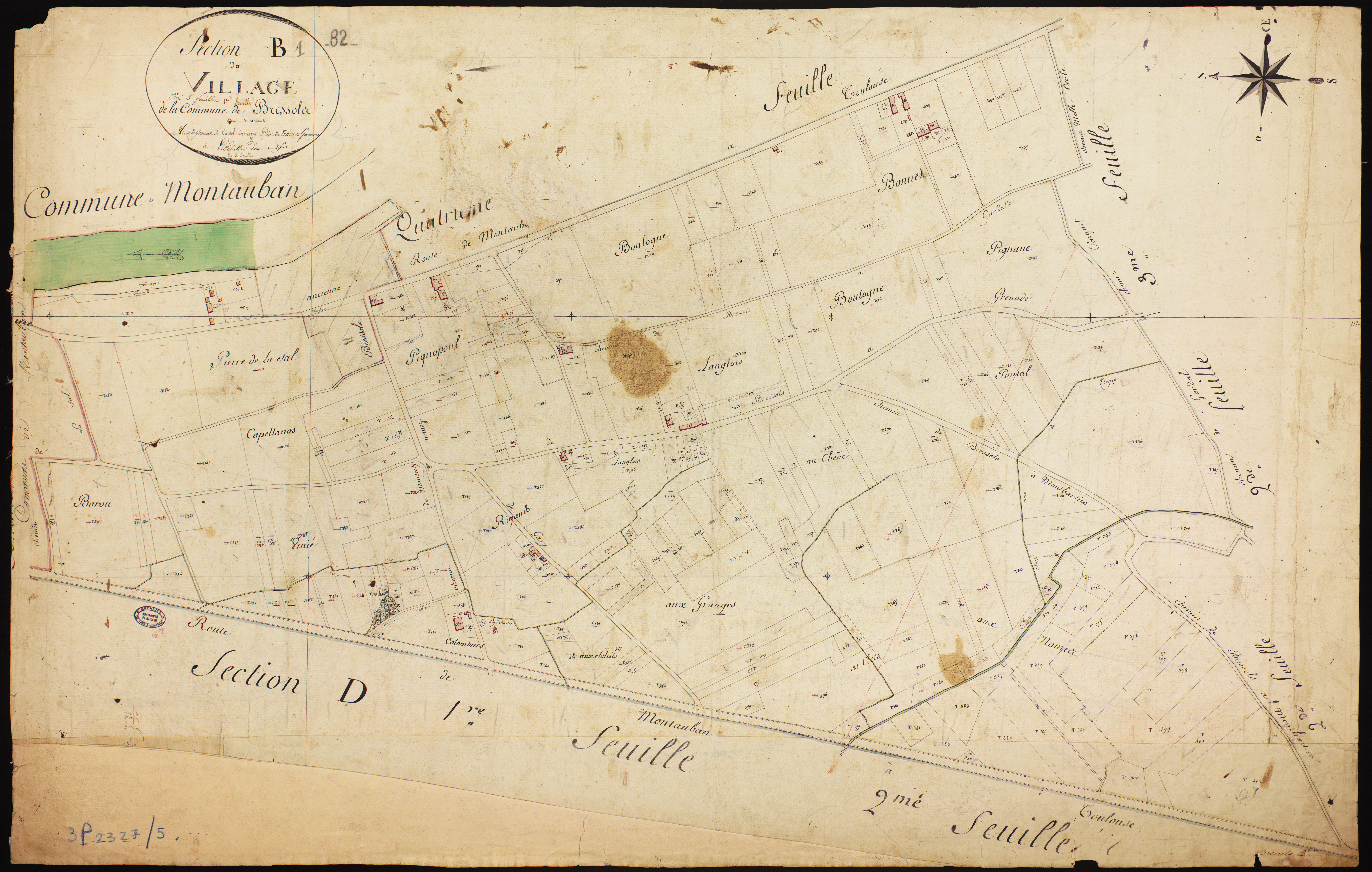 Bressols - Section B - Le Village, 1ère feuille