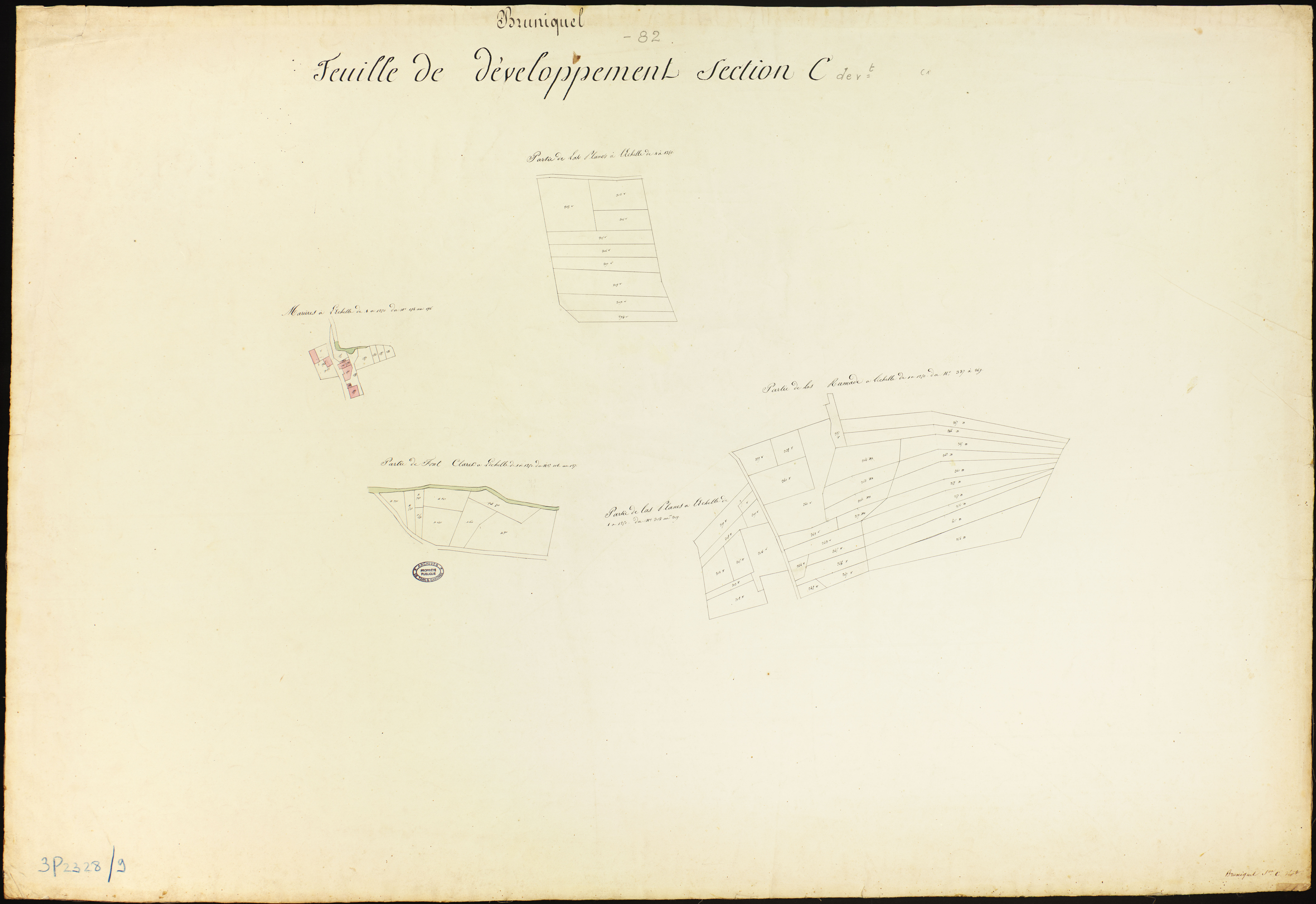 Bruniquel - Section C - Brian de Vère, 1ère feuille : développement
