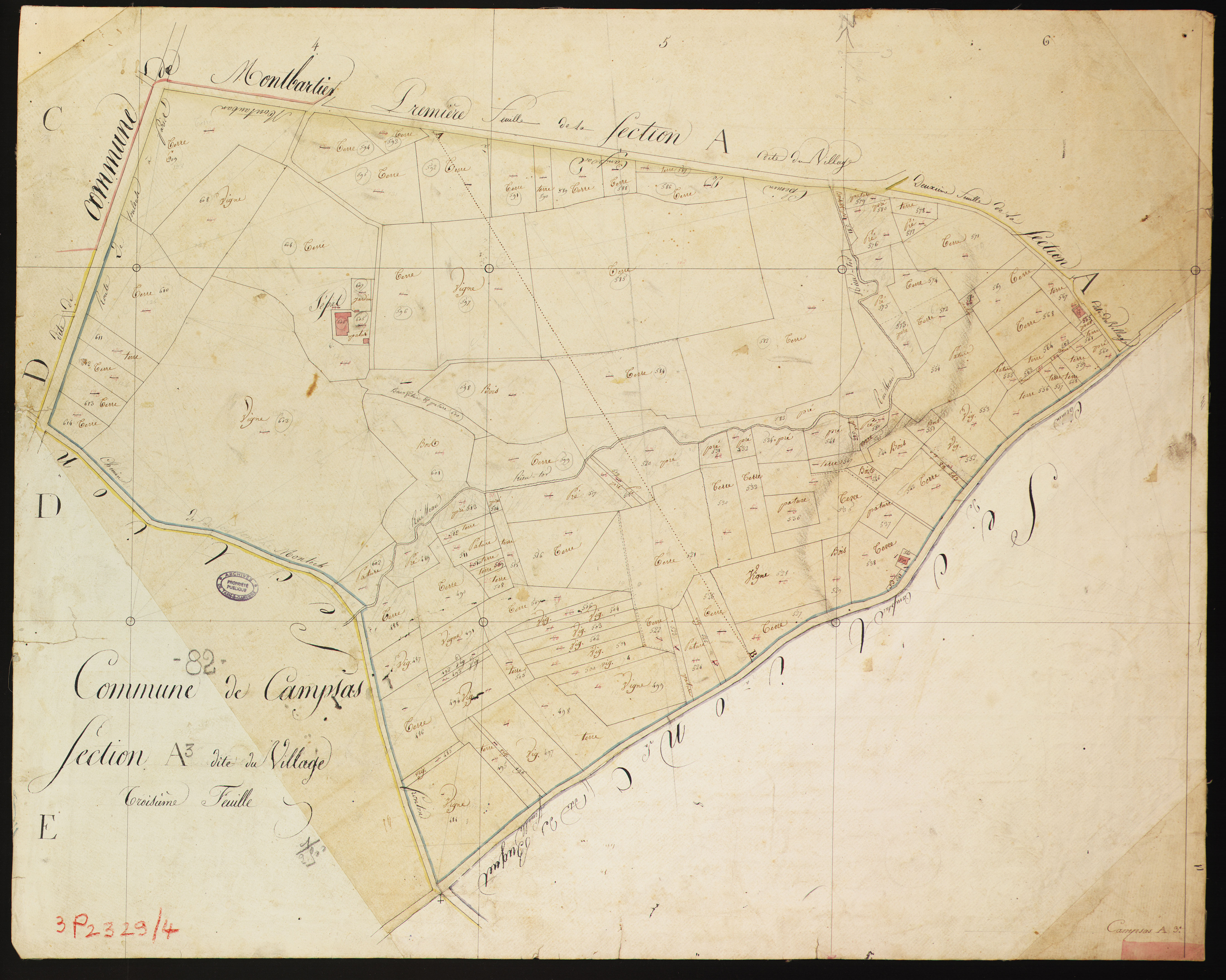 Campsas - Section A - Le Village, 3e feuille