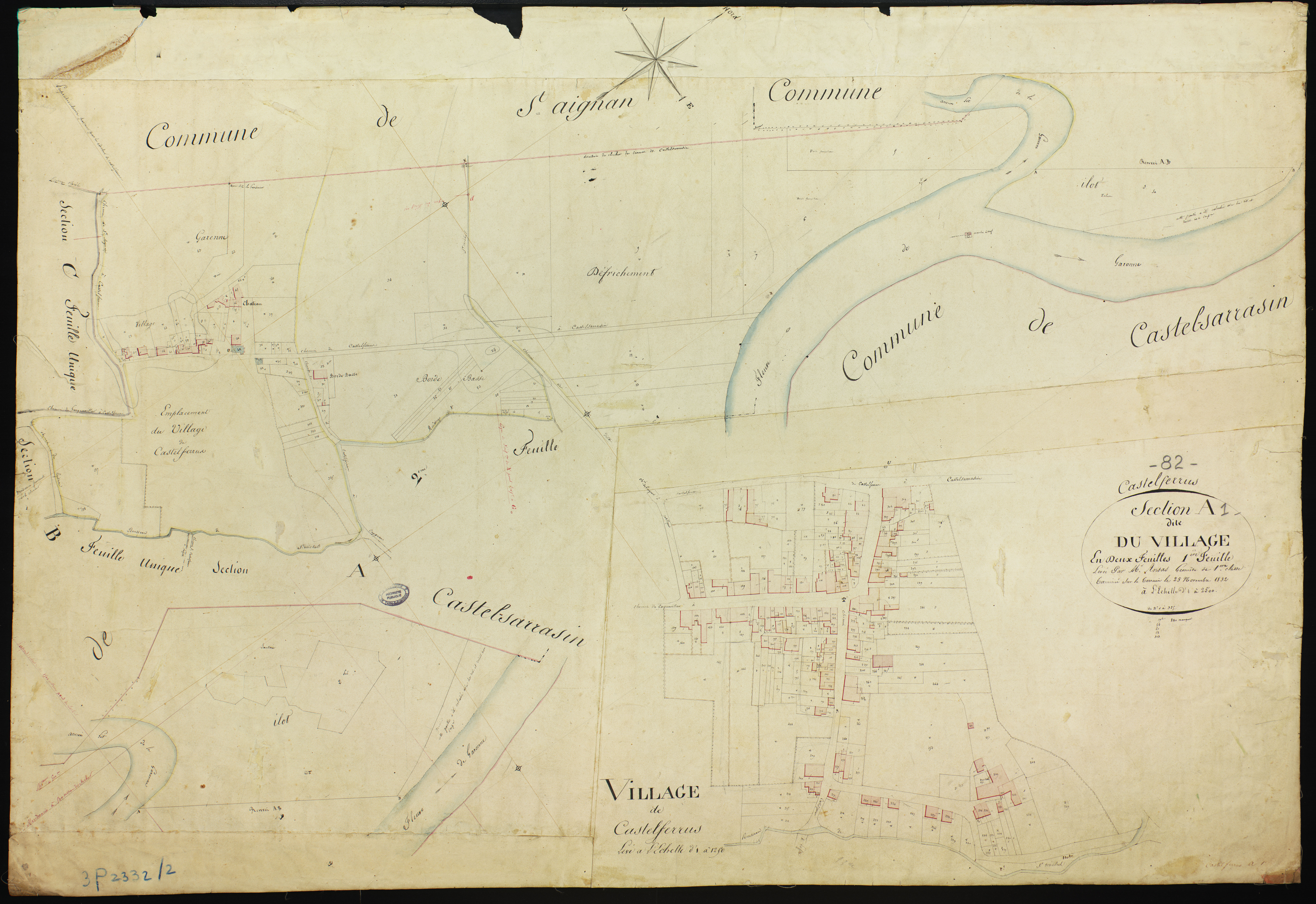 Castelferrus - Section A - Le Village, 1ère feuille