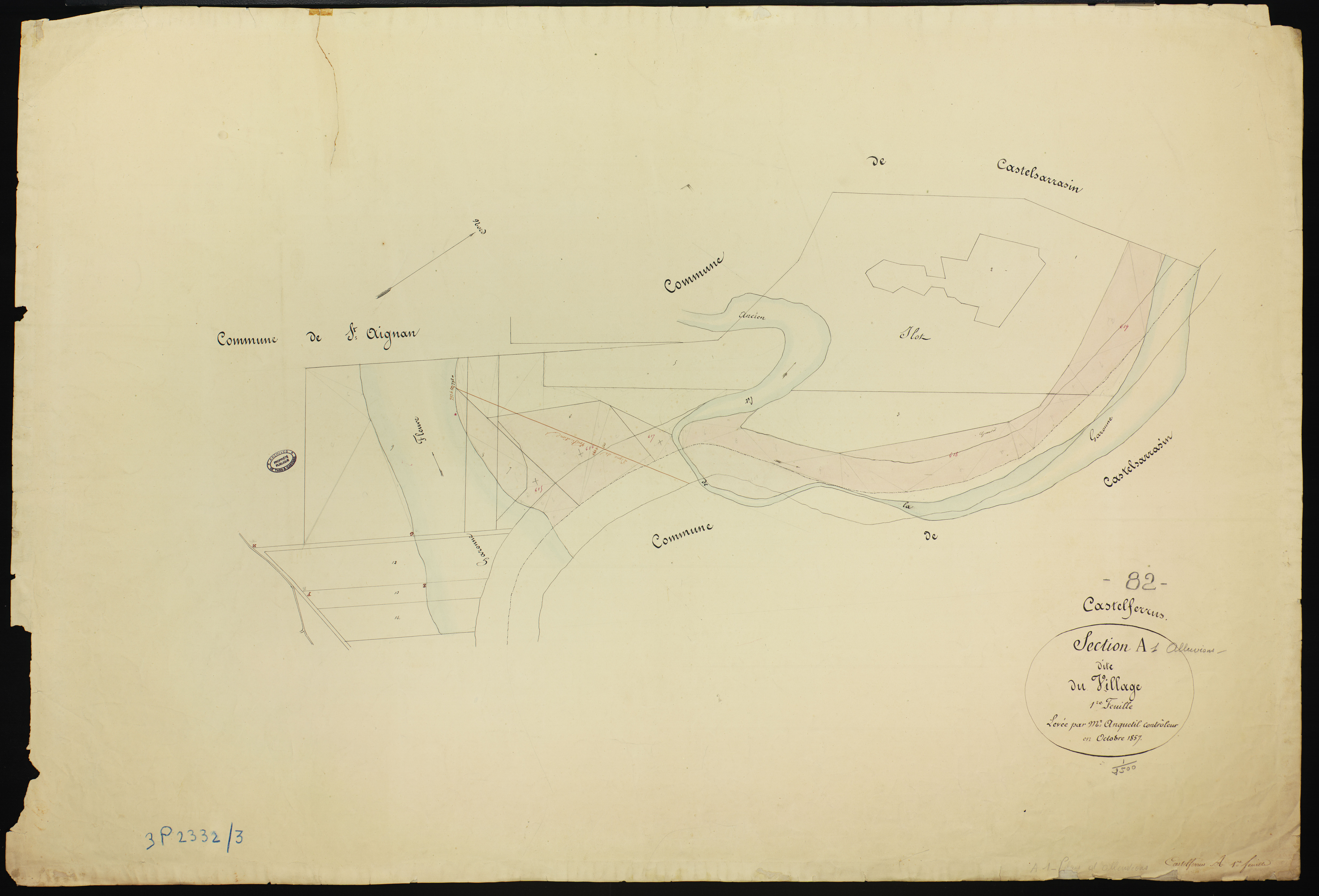 Castelferrus - Section A - Le Village, 1ère feuille : alluvions et corrosions