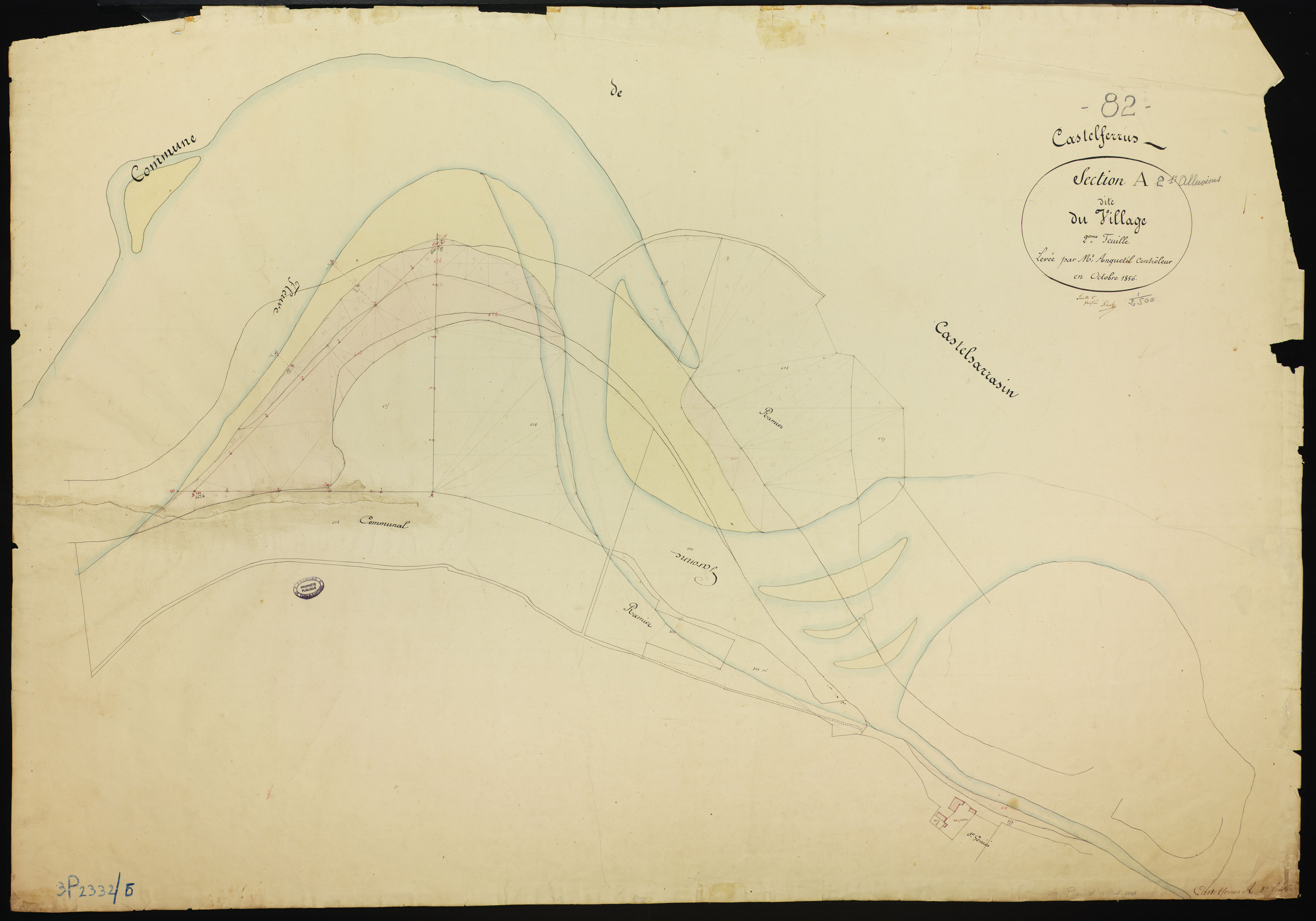 Castelferrus - Section A - Le Village, 2e feuille : alluvions et corrosions