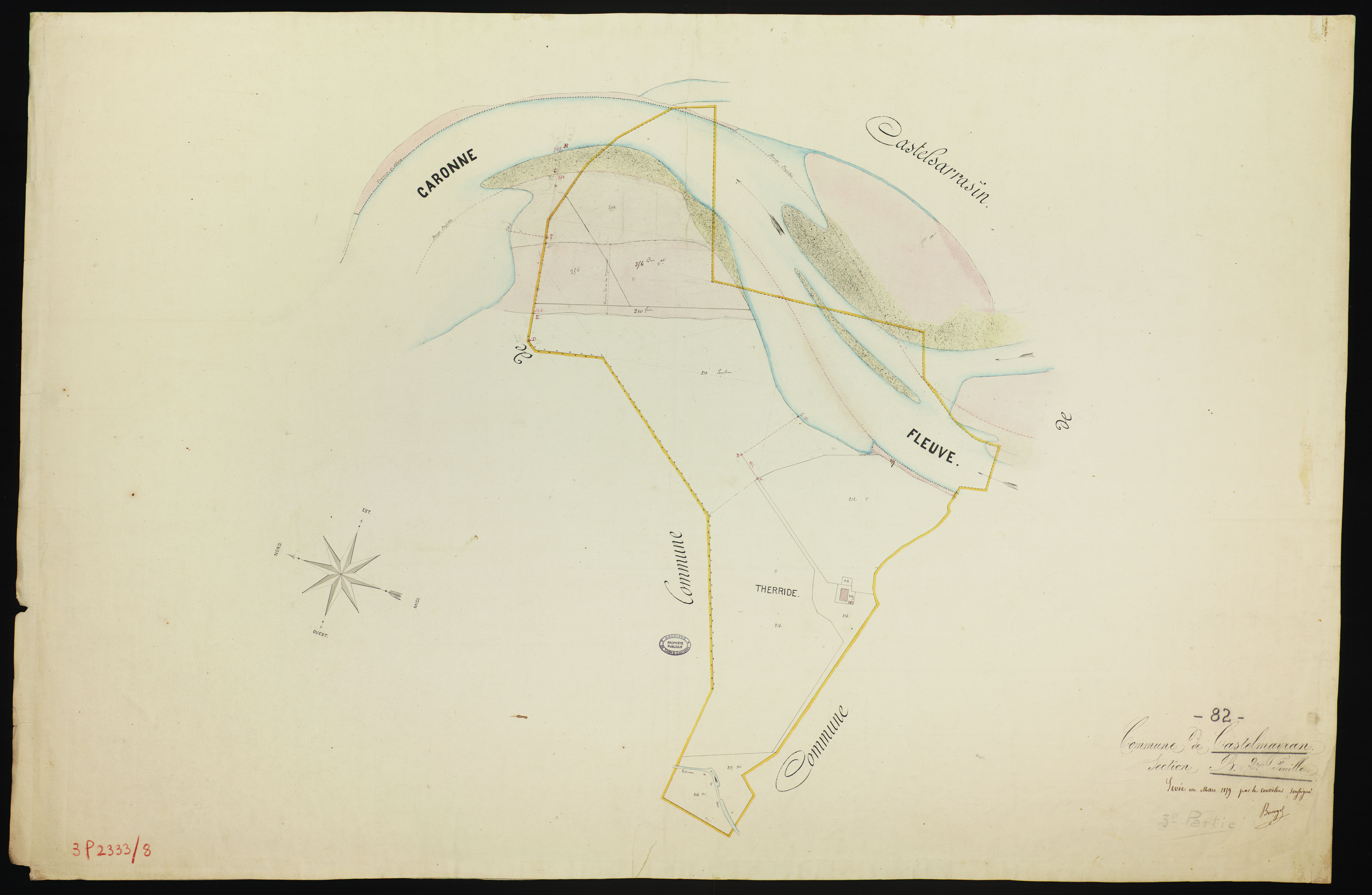 Castelmayran - Section B - La Rivière, 2e feuille : alluvions et corrosions
