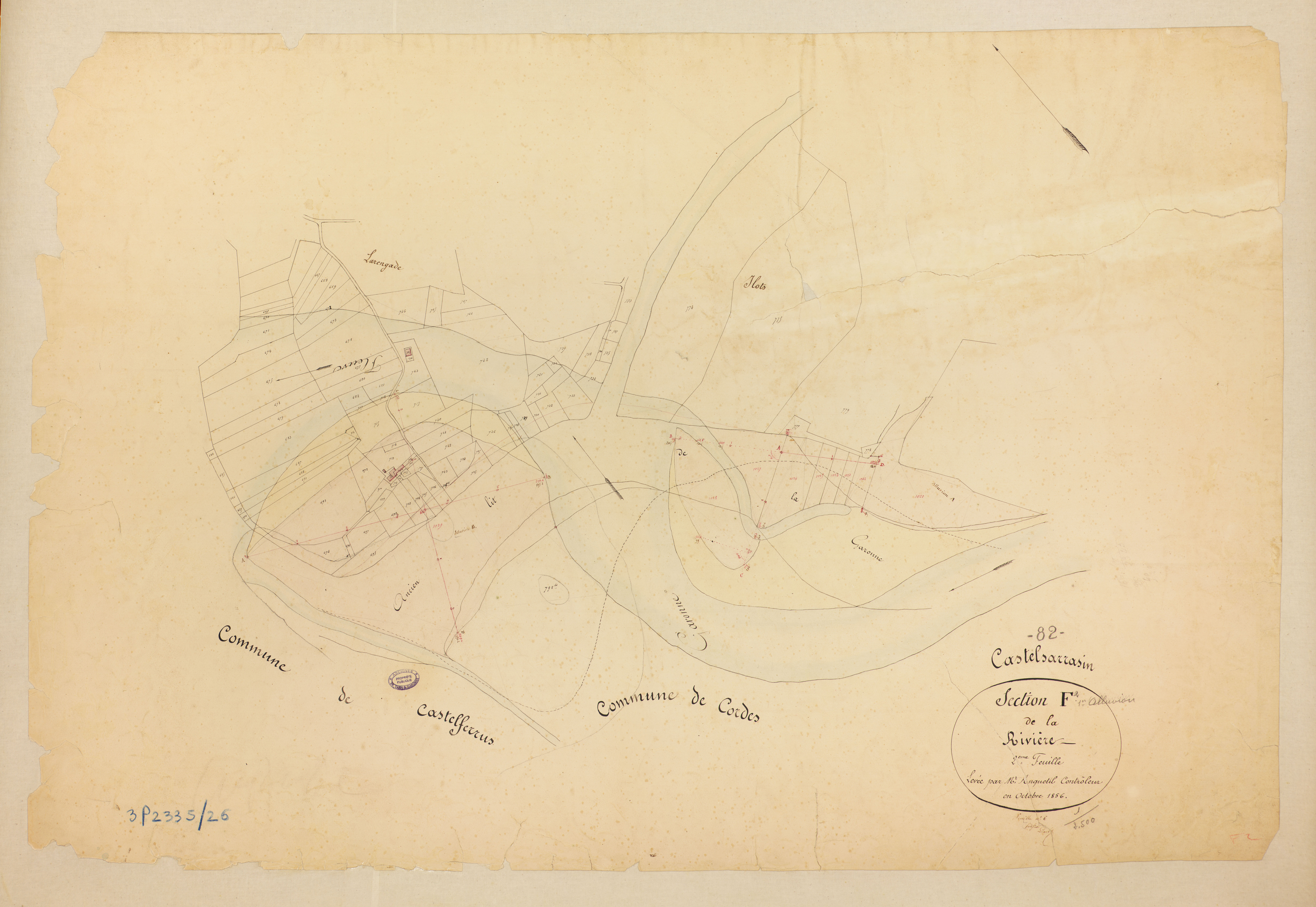 Castelsarrasin - Section F - La Rivière, 2e feuille : alluvions et corrosions