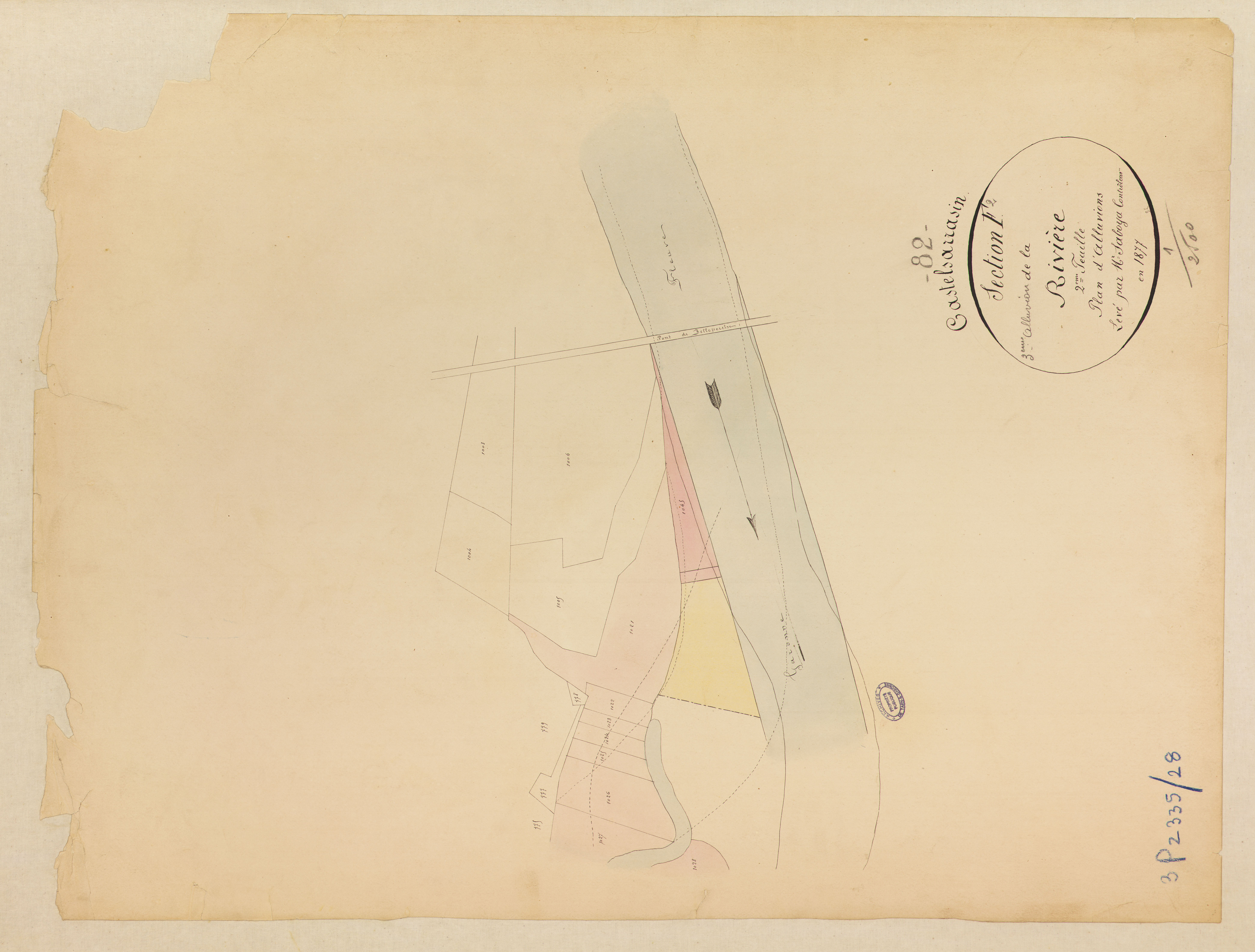 Castelsarrasin - Section F - La Rivière, 2e feuille : alluvions et corrosions