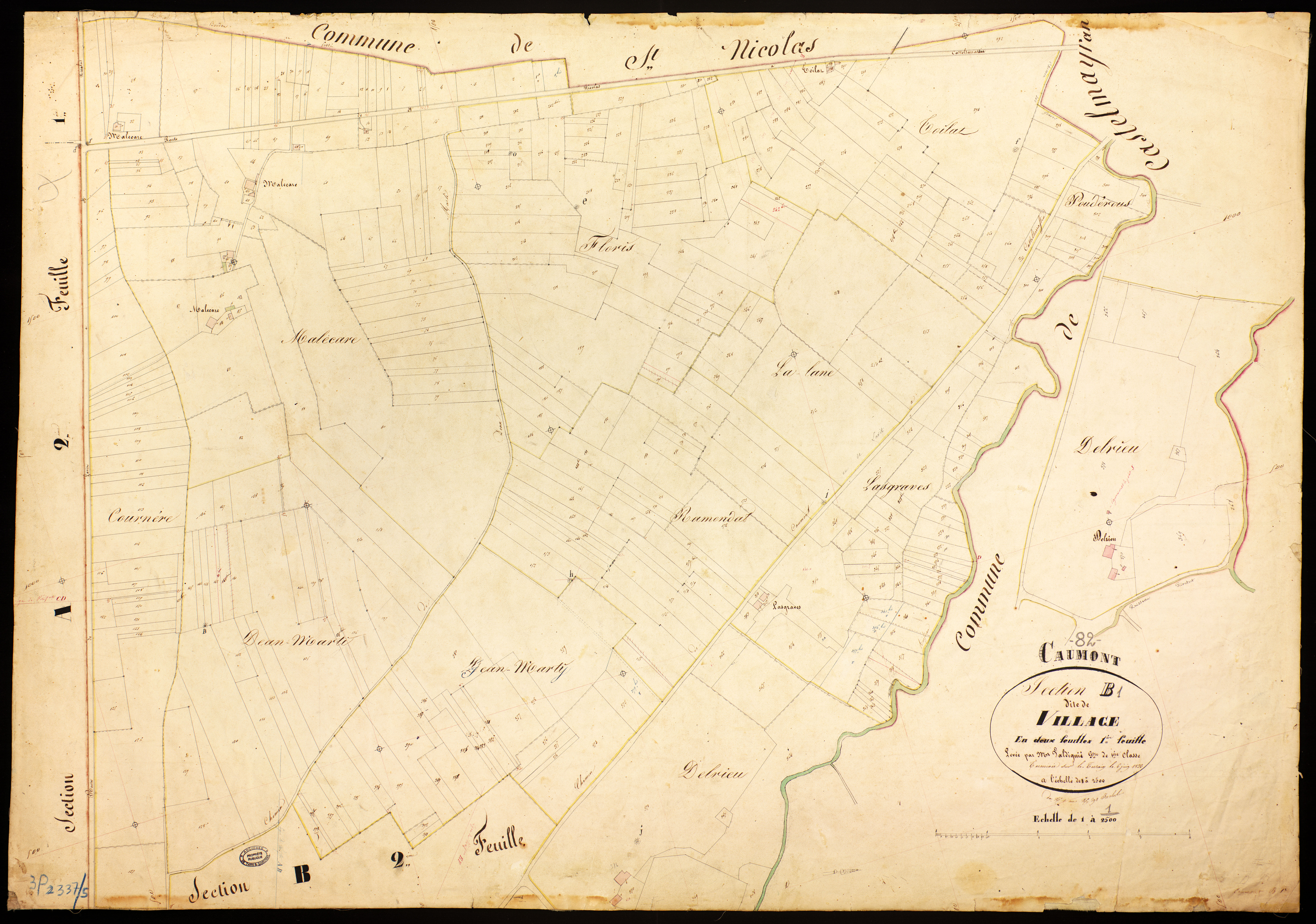Caumont - Section B - Le Village, 1ère feuille