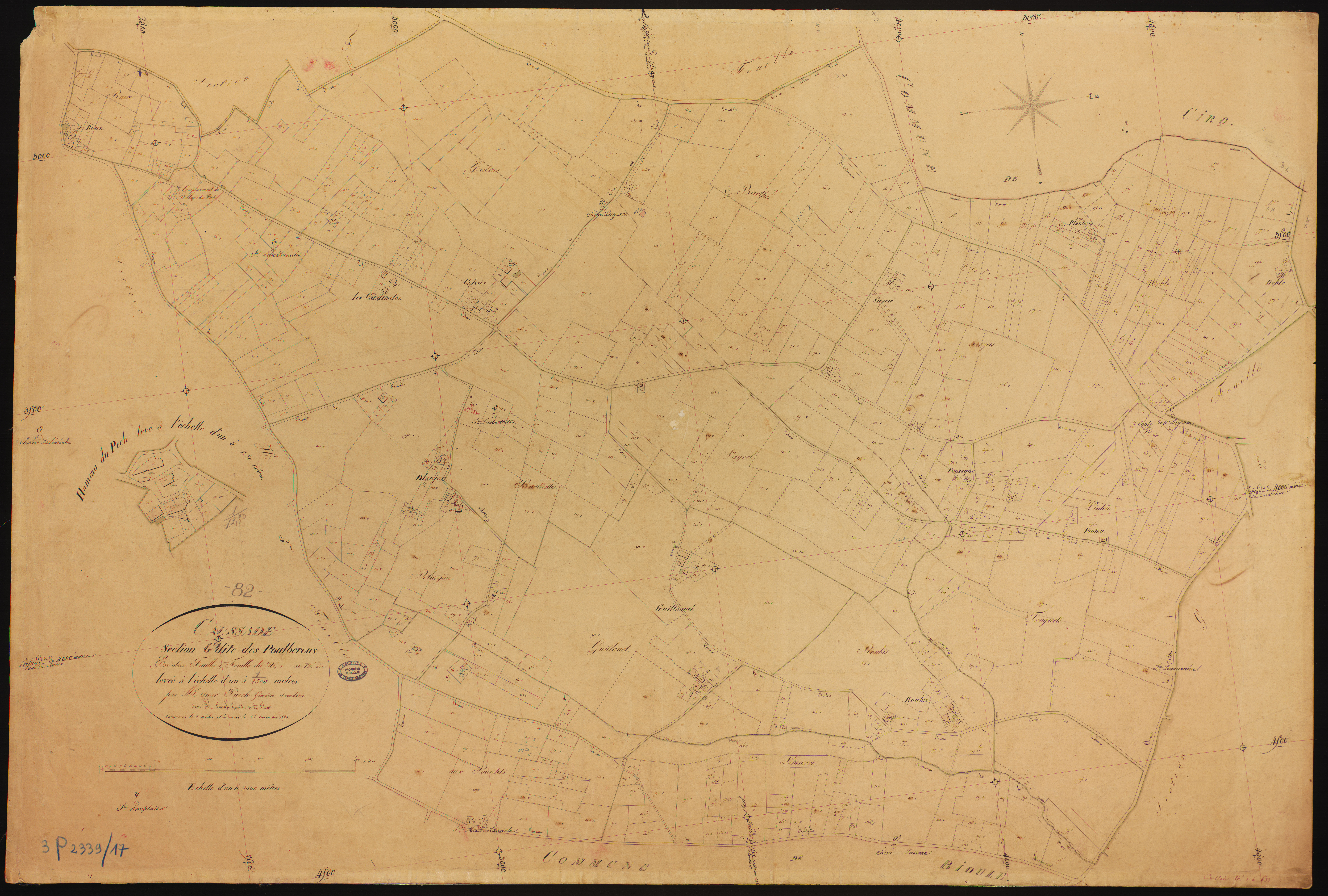 Caussade - Section G - Les Poulberens, 1ère feuille