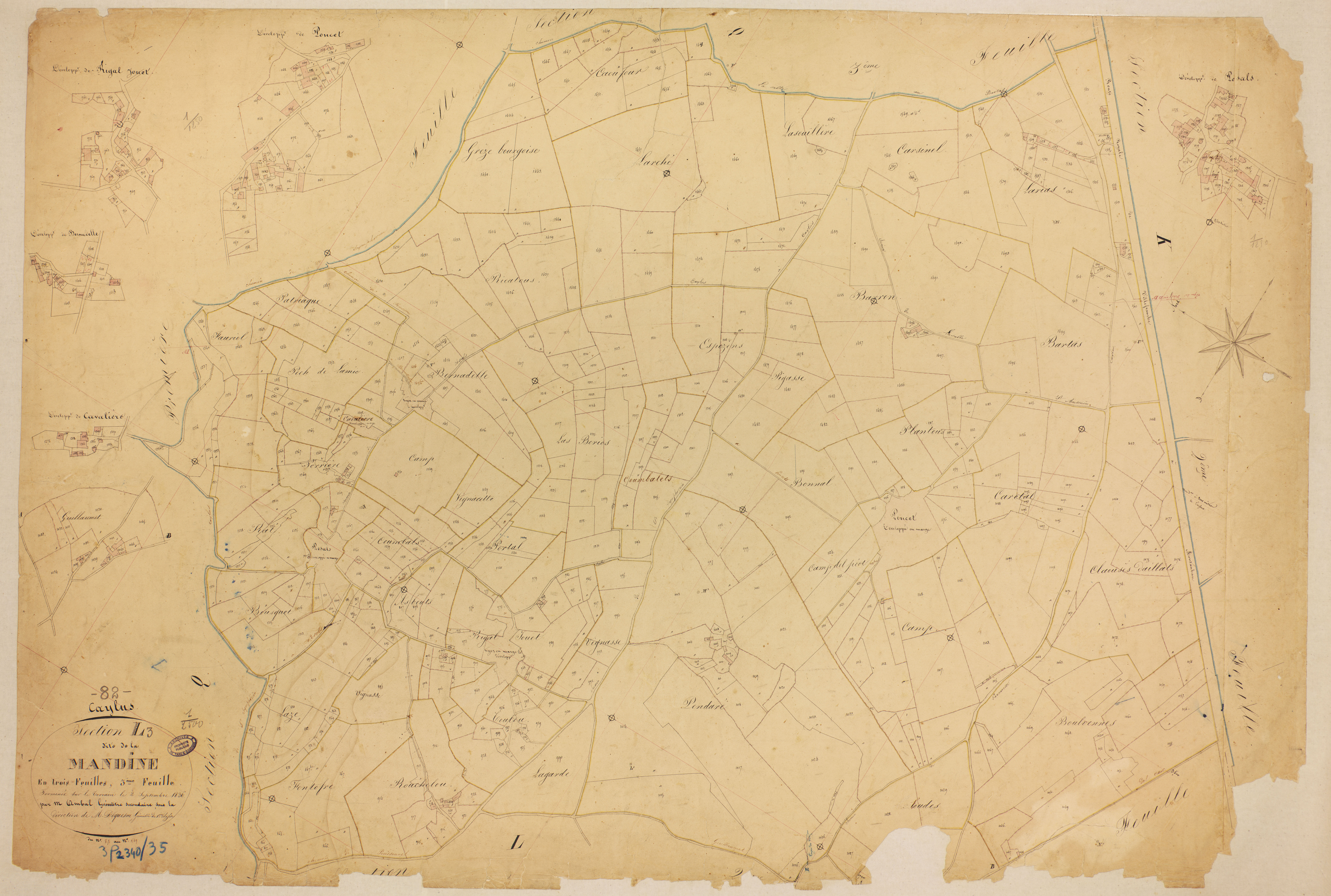 Caylus - Section L - La Mandine, 3e feuille