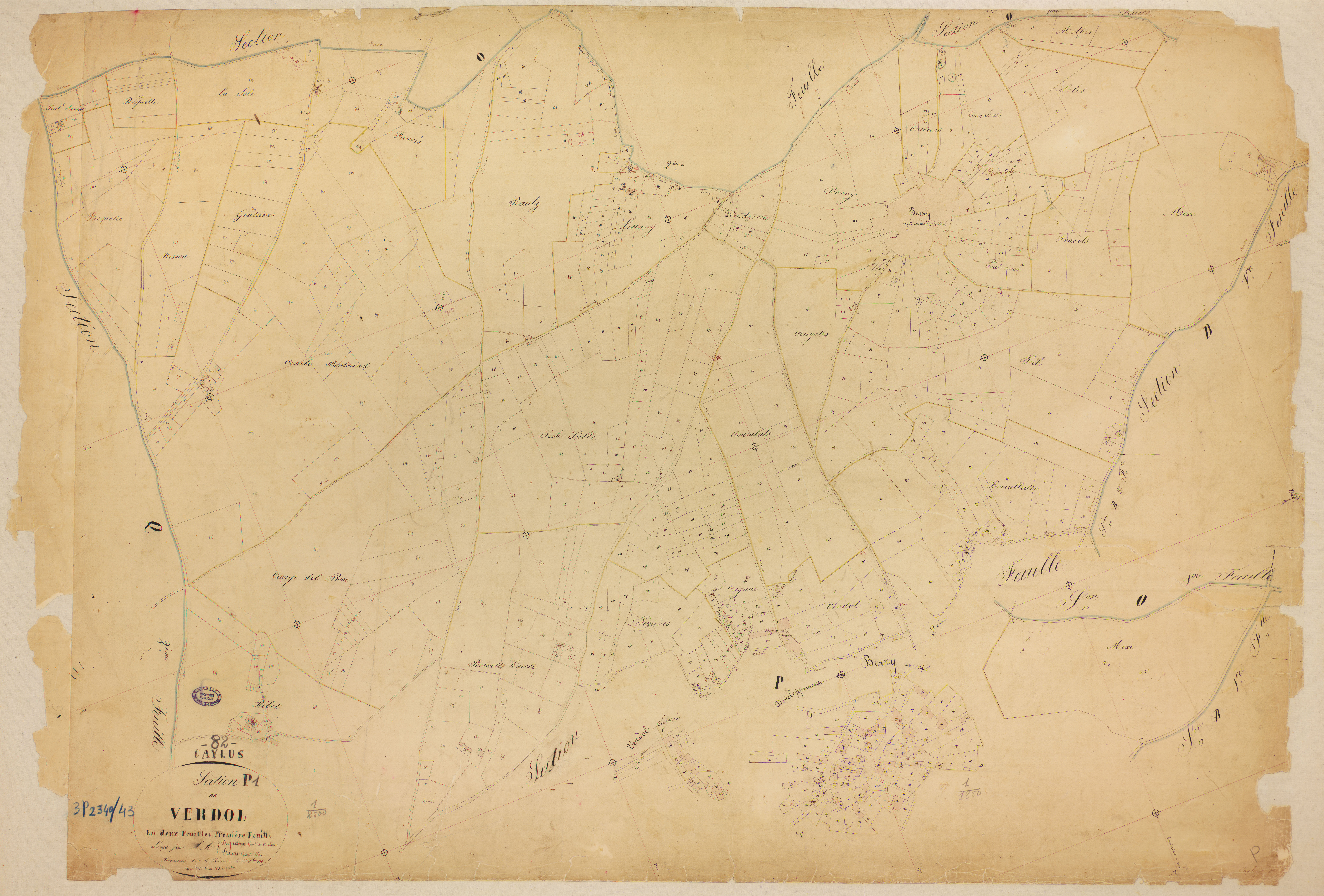 Caylus - Section P - Verdol, 1ère feuille