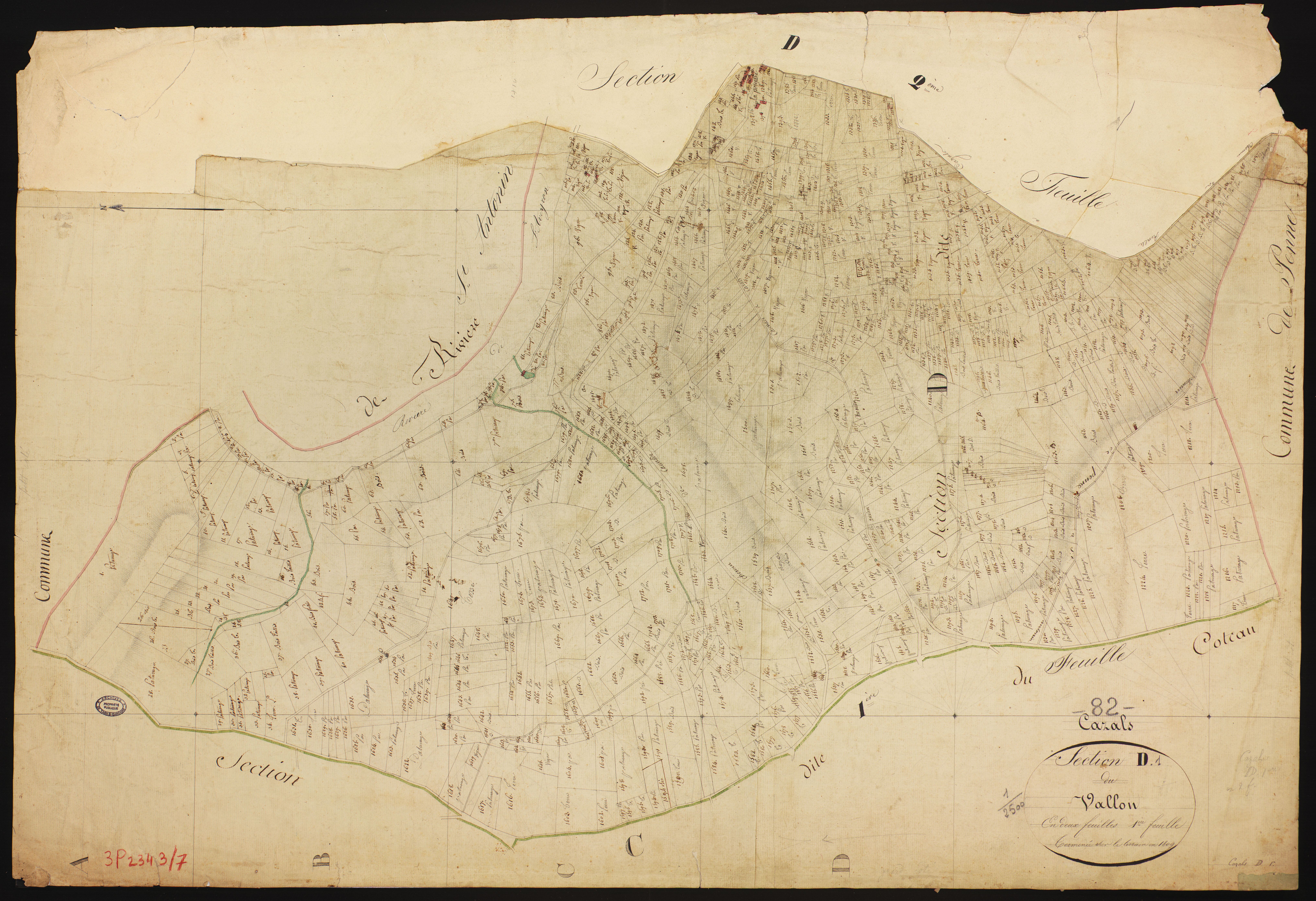 Cazals - Section D - Le Vallon, 1ère feuille