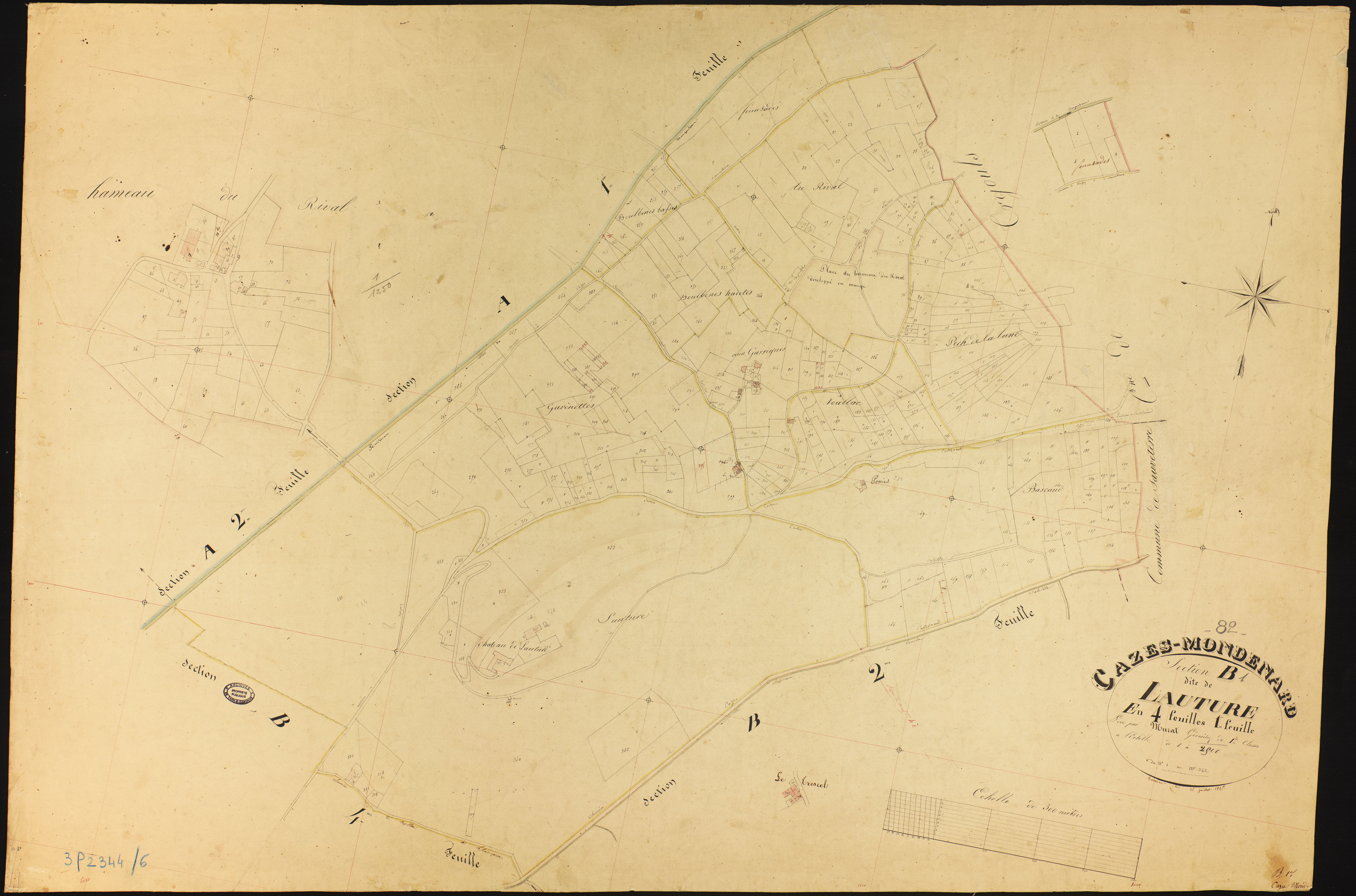 Cazes-Mondenard - Section B - Lauture, 1ère feuille