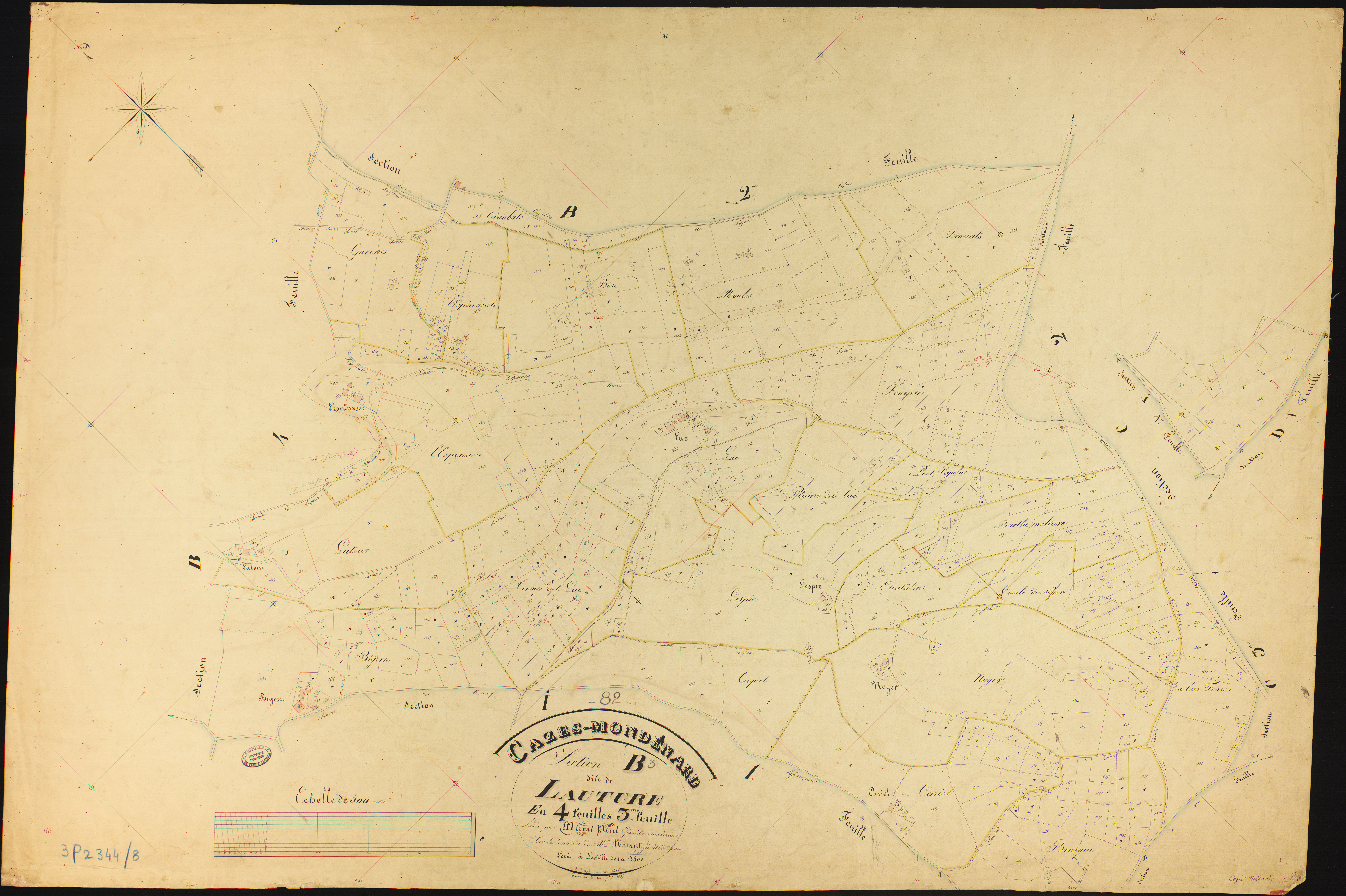 Cazes-Mondenard - Section B - Lauture, 3e feuille