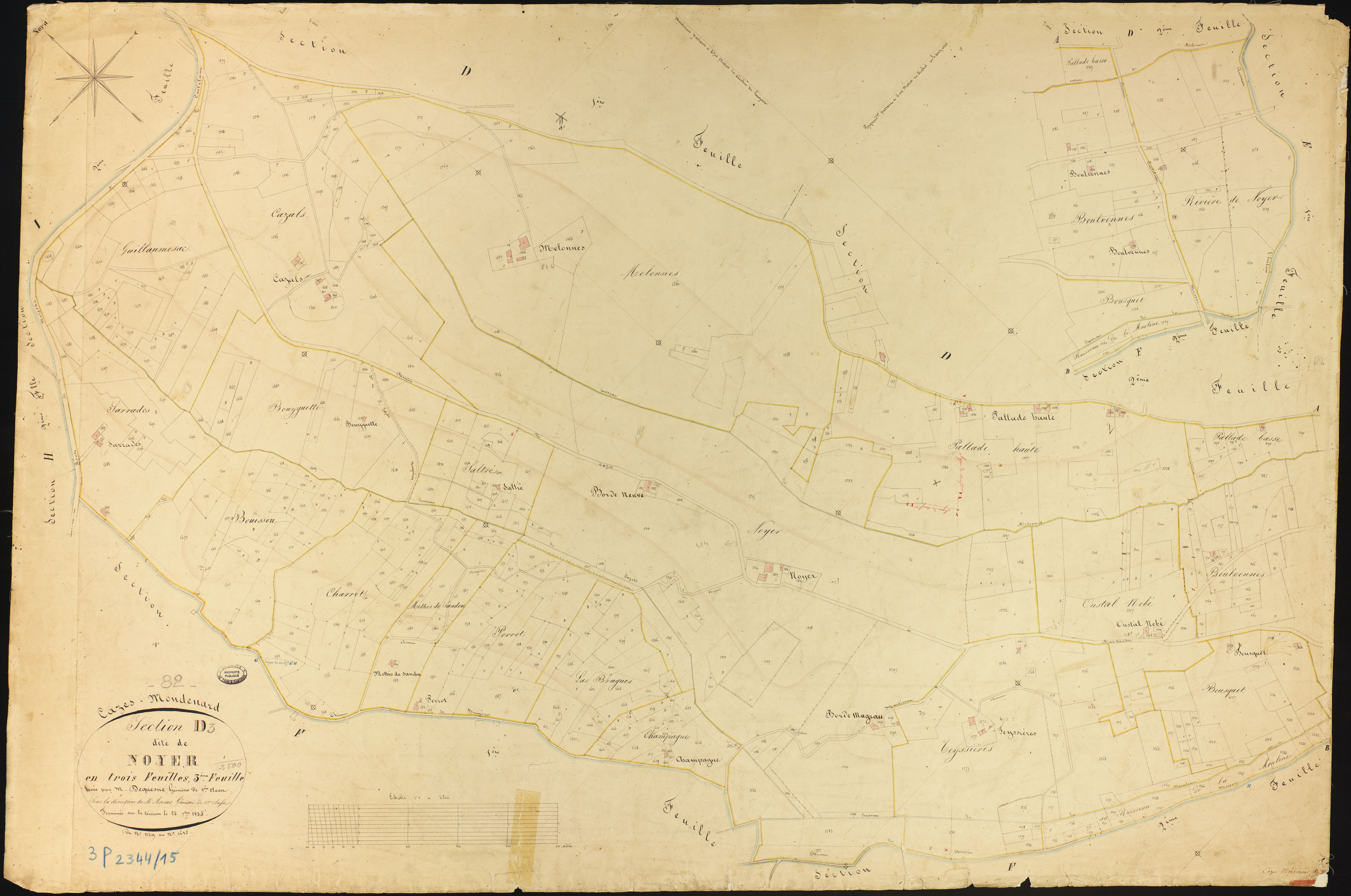 Cazes-Mondenard - Section D - Noyer, 3e feuille