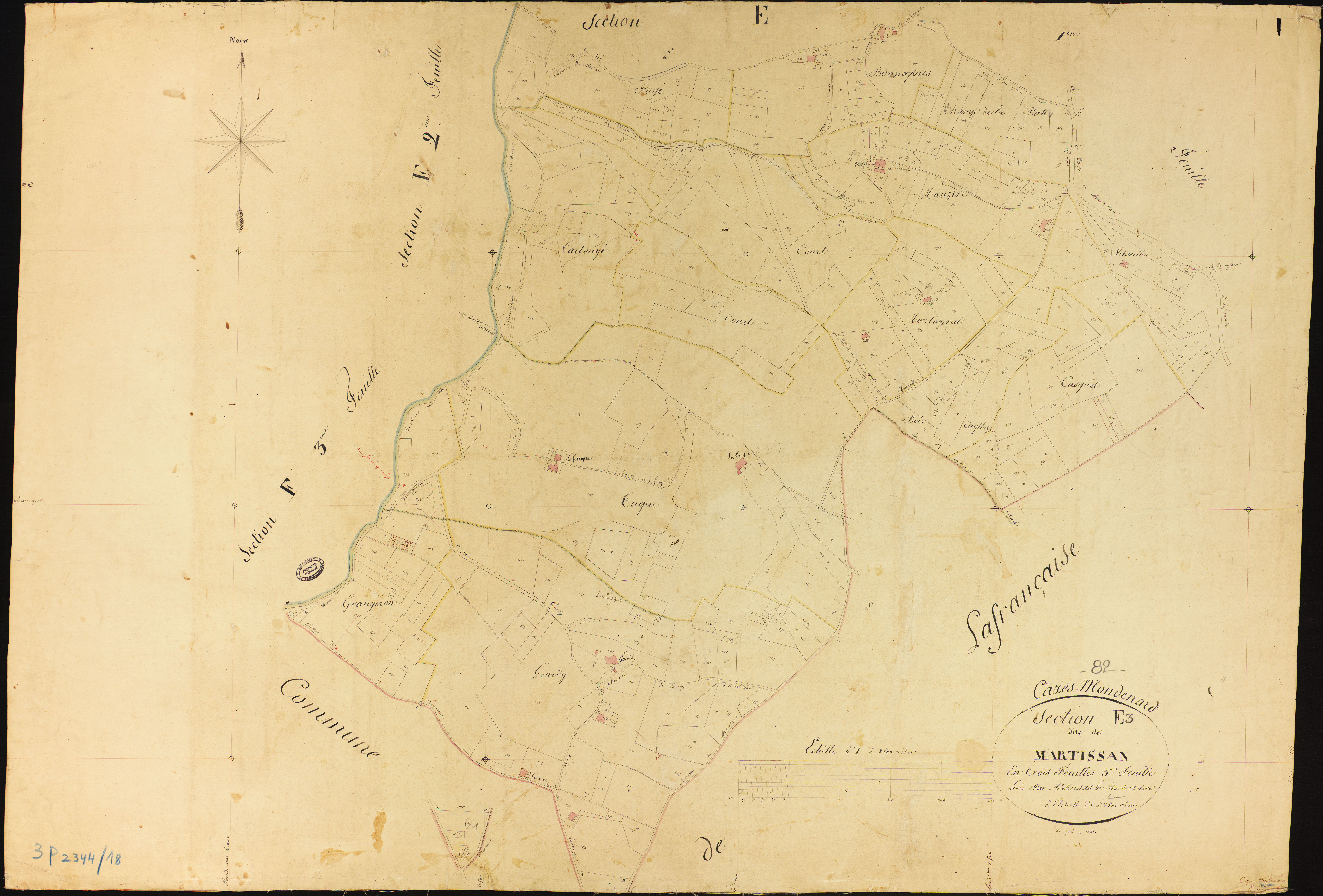 Cazes-Mondenard - Section E - Martissan, 3e feuille