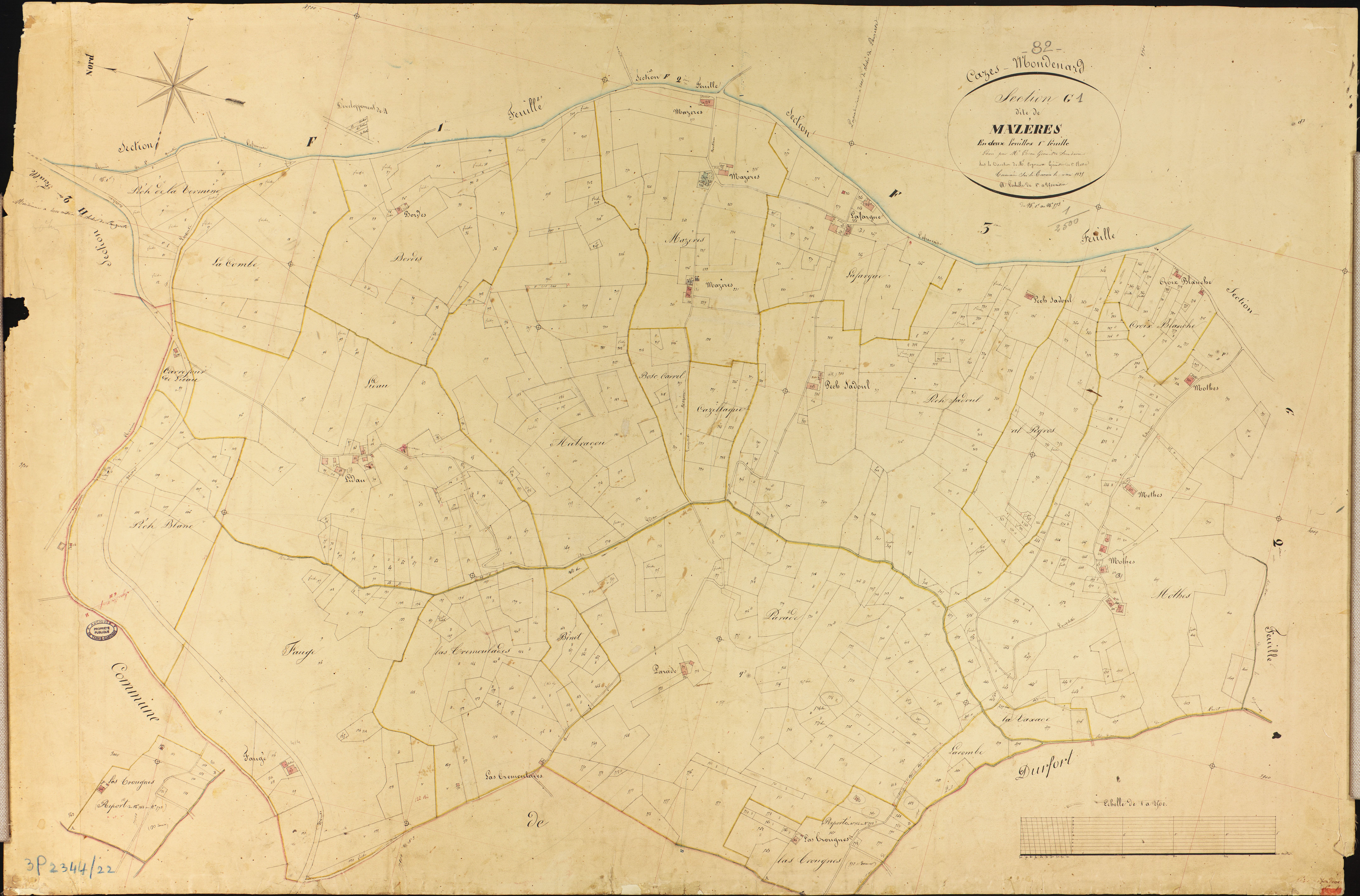Cazes-Mondenard - Section G - Mazères, 1ère feuille